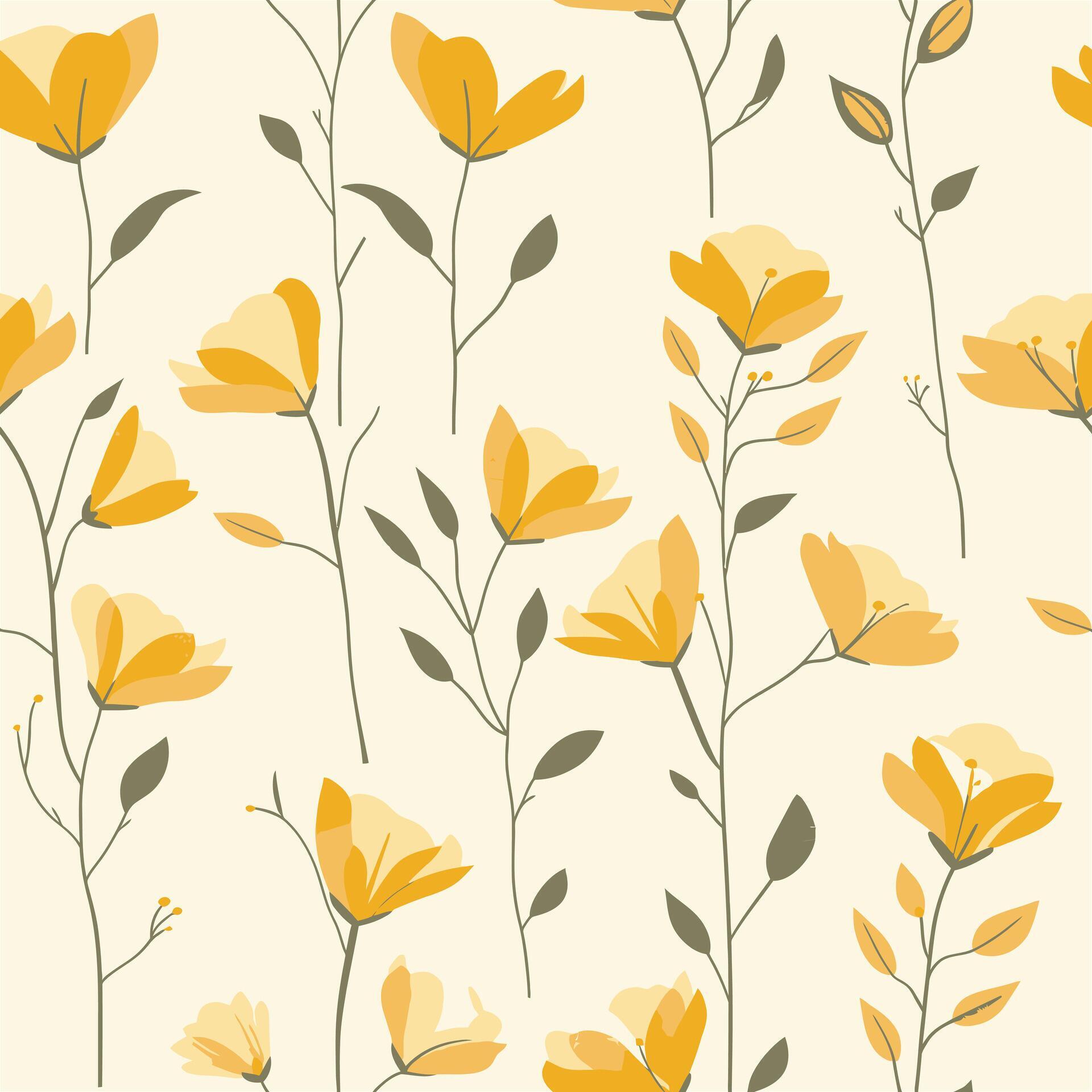 leaf and flower pattern with cream background Stock Free