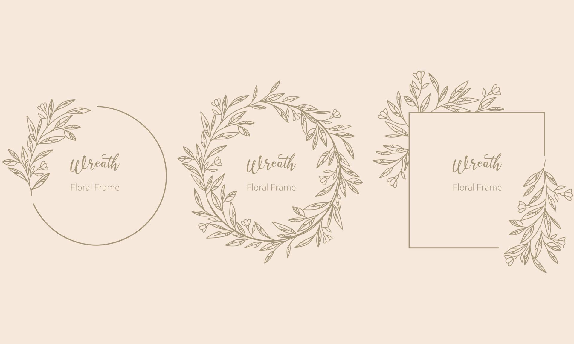 Set of Hand drawn floral frames with flowers Stock Free