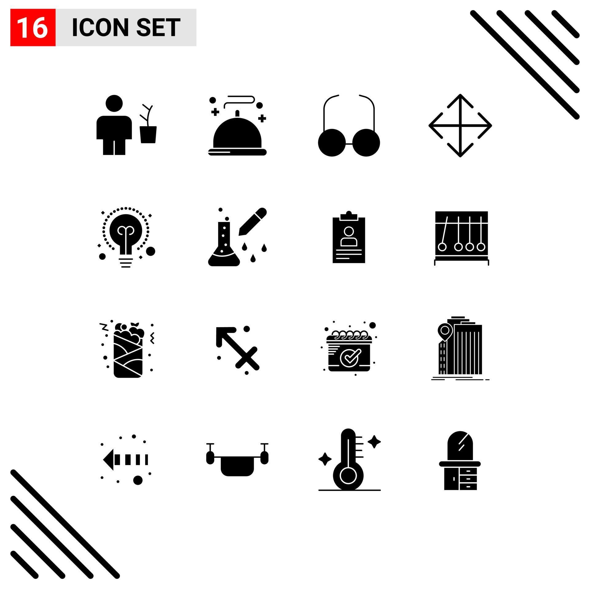 16 Thematic Vector Solid Glyphs and Editable Symbols of idea bulb service transform arrow Editable Vector Design Elements Stock Free