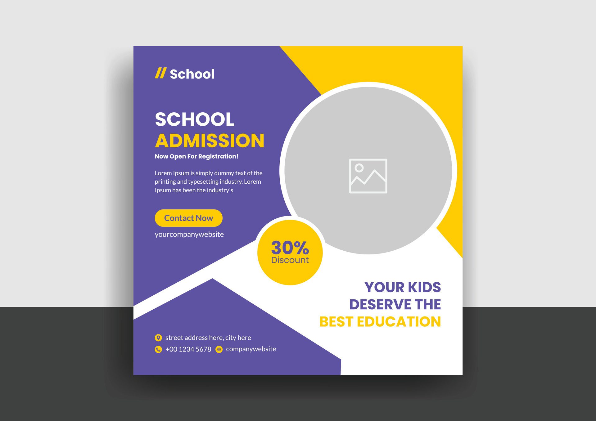 School admission social media post web banner template Free Vector