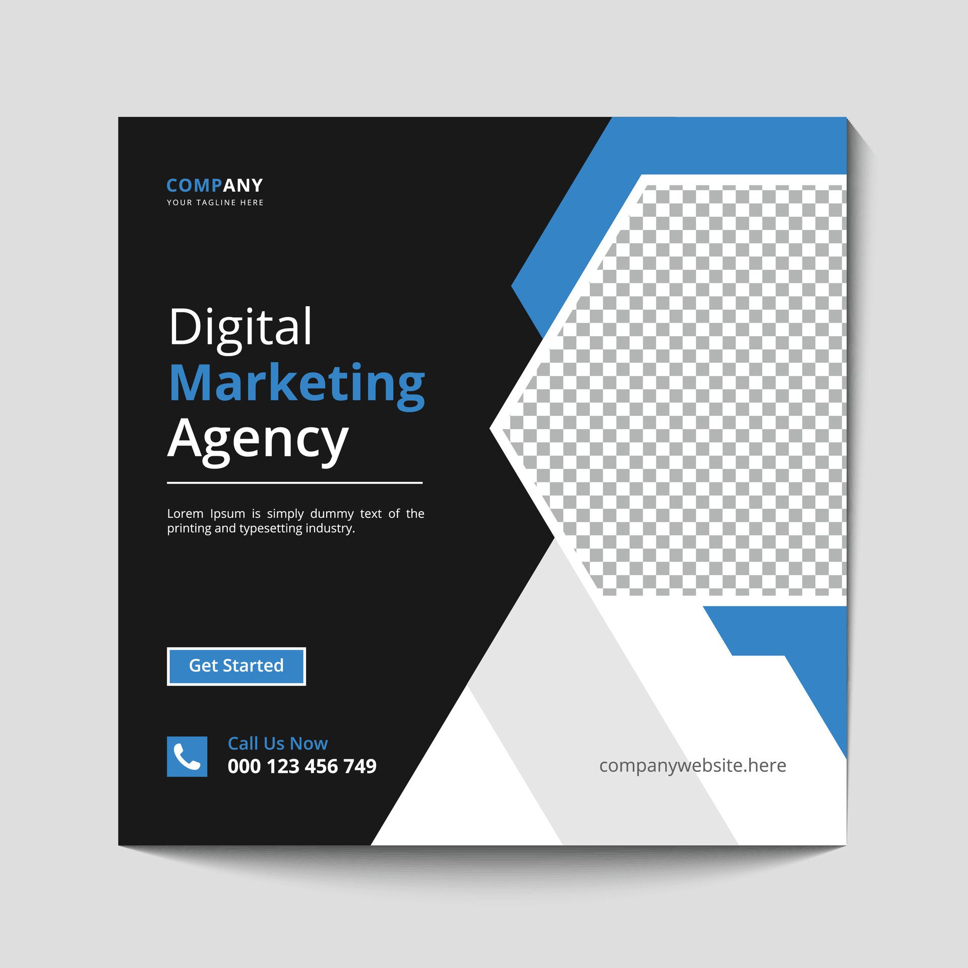 Marketing Agency Social Media Post, Digital Marketing Web Banner, Corporate Square Flyer Template banner Free Vector