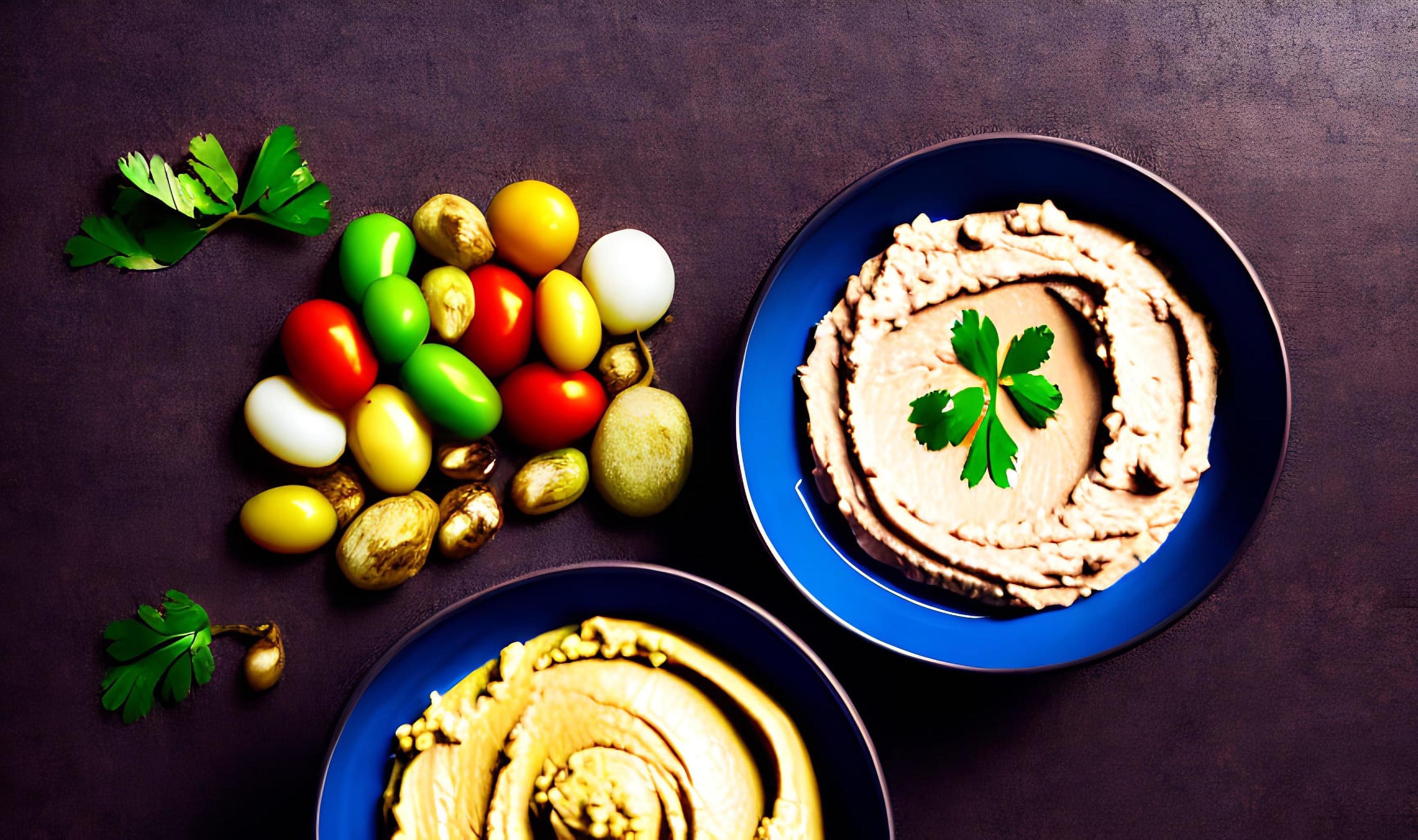 Healthy food. Traditional freshly made organic hummus. Stock Free