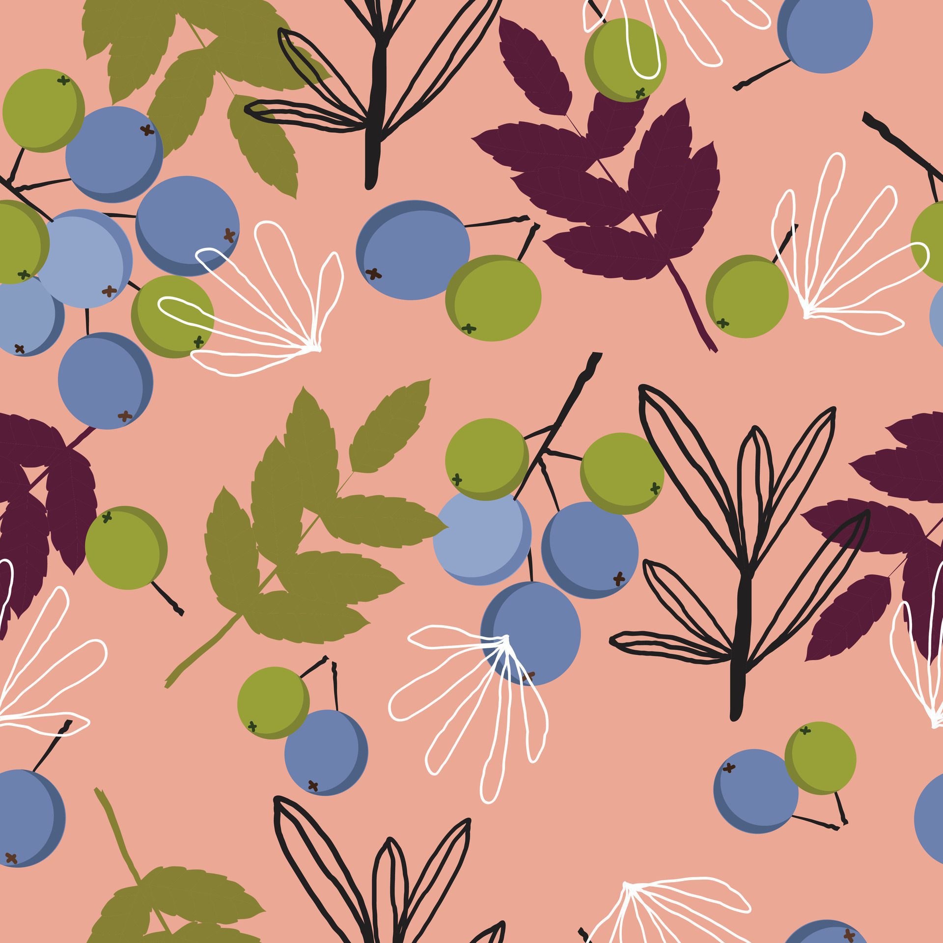 Seamless cute fresh plant pattern background Free Vector