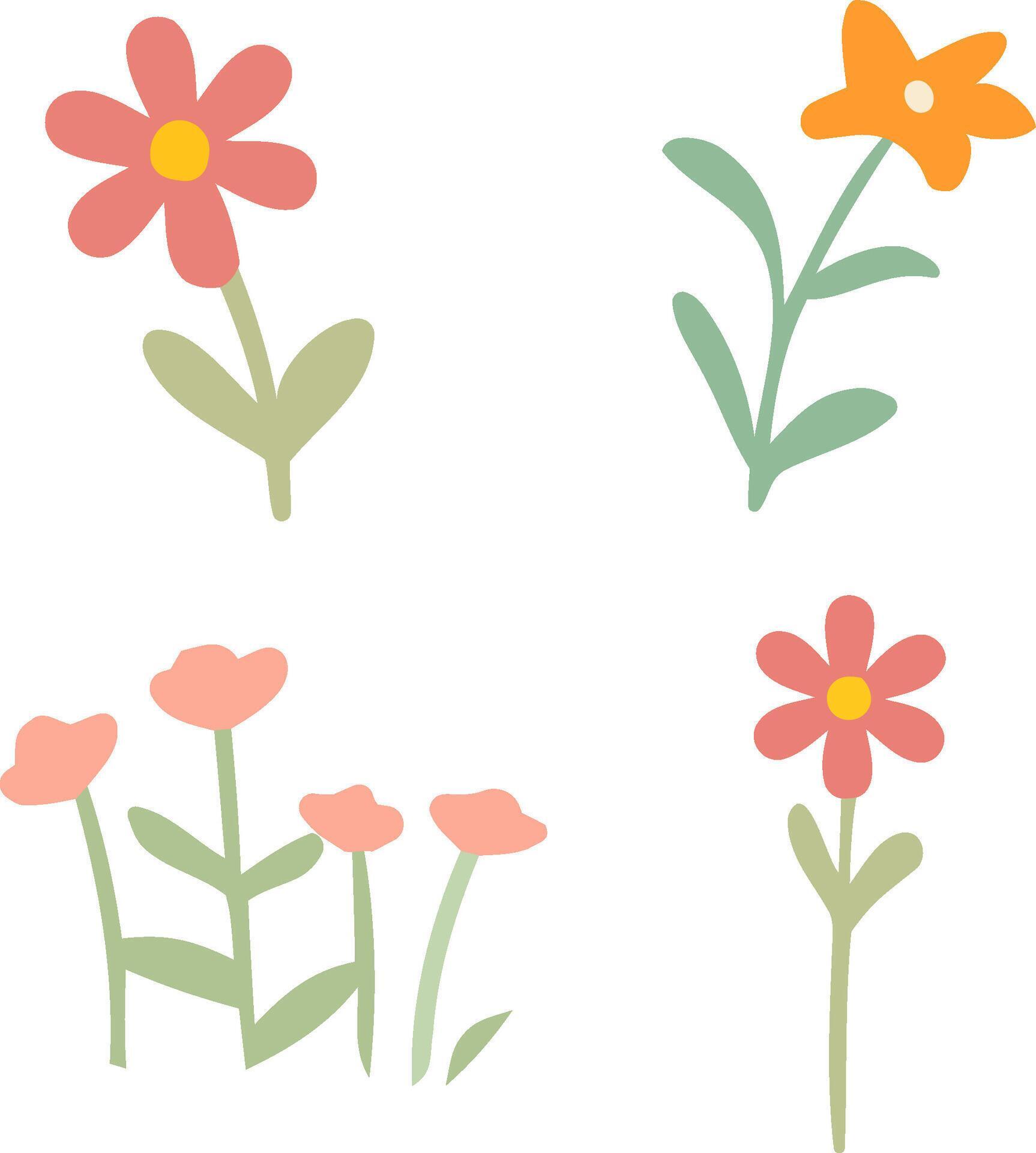 Doodle Spring Flower Set Stock Free