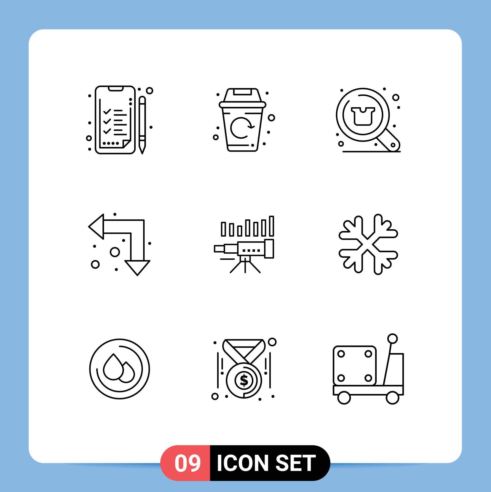 Mobile Interface Outline Set of 9 Pictograms of business down discount up left arrow Editable Vector Design Elements Stock Free and Free SVG