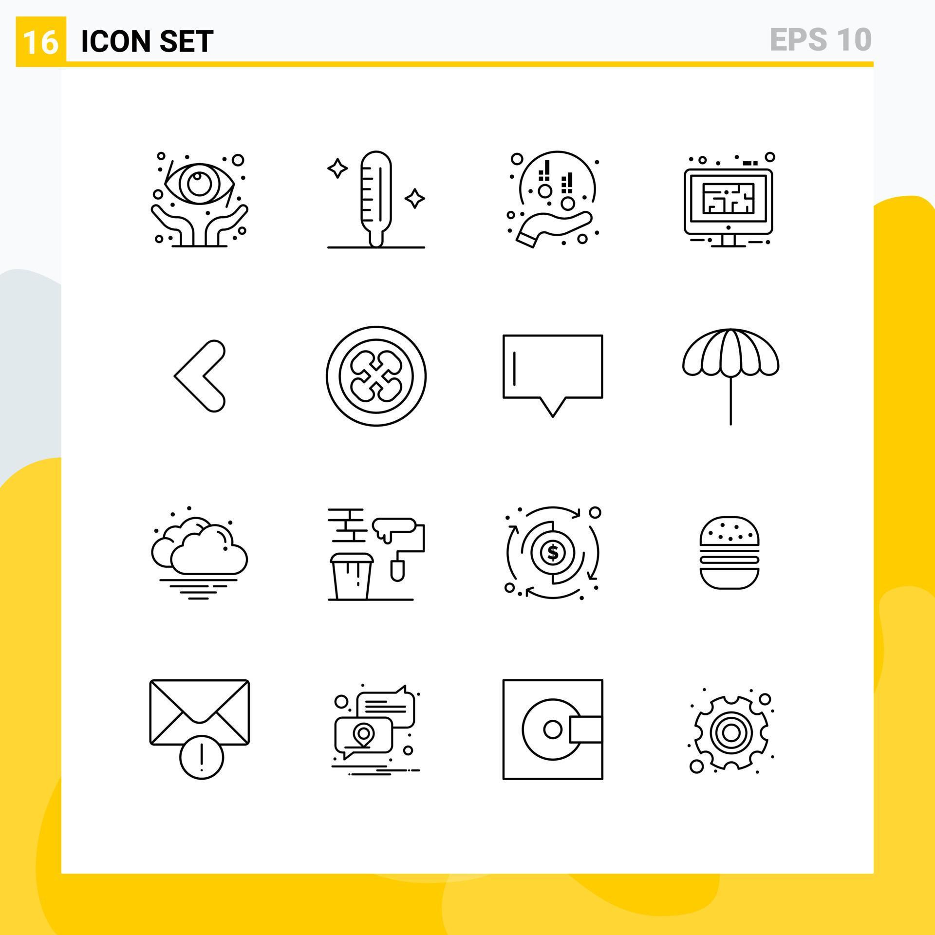 Universal Icon Symbols Group of 16 Modern Outlines of arrow floor donation design monitor Editable Vector Design Elements Stock Free