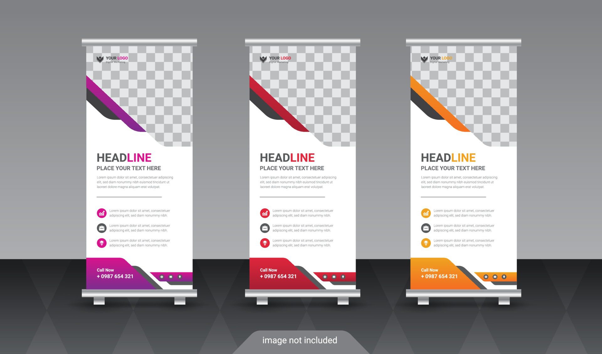 Corporate roll-up banners template Free Vector