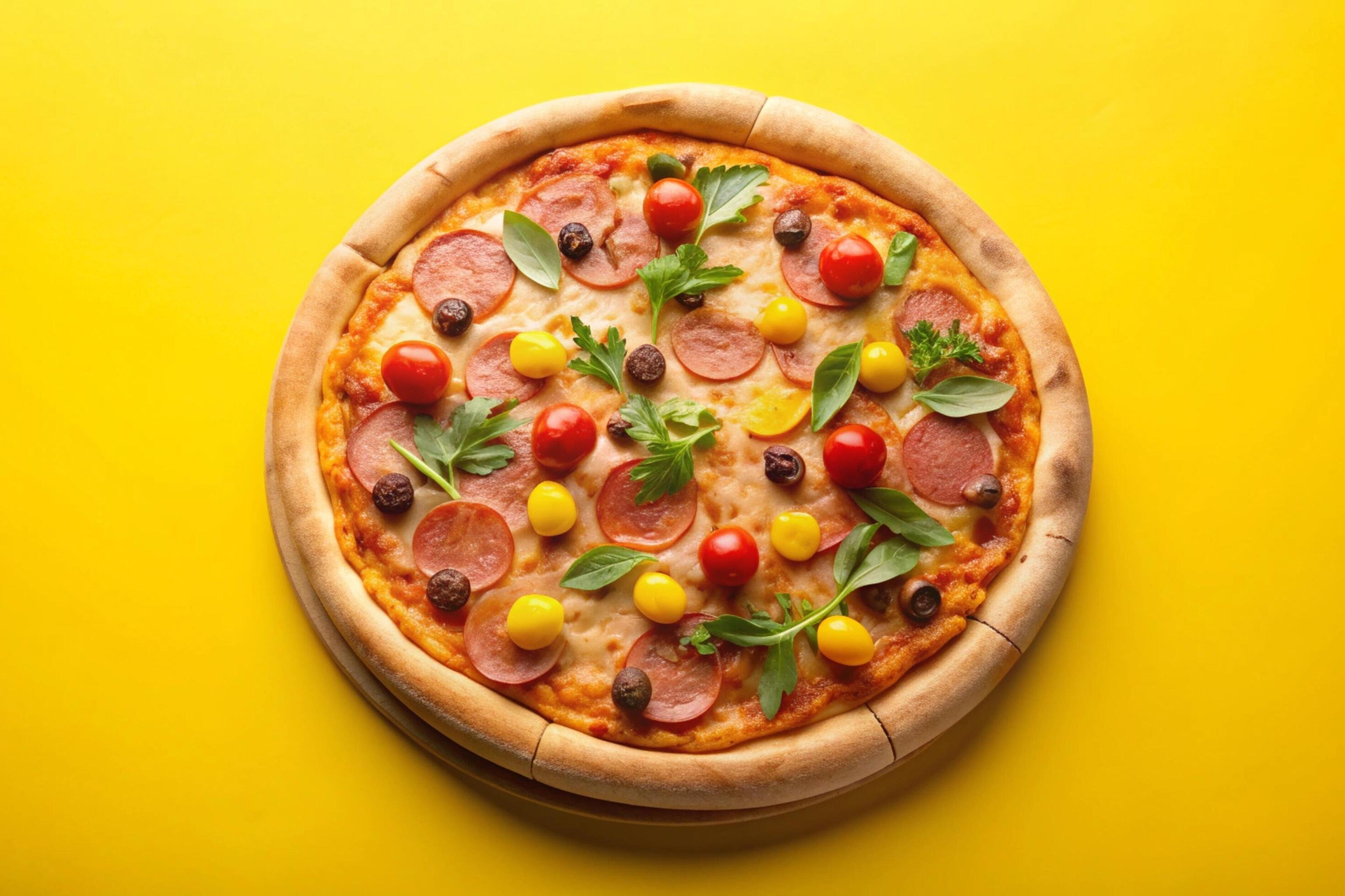 Pizza photo isolated on simple background Stock Free