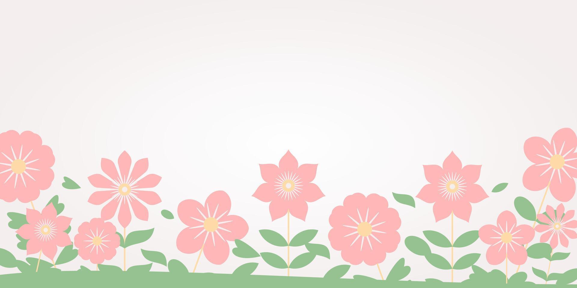 Pink Spring Background with Beautiful Flowers, Free Copy Space Area. Design for Banners, Posters, Greeting Cards, Web, Social Media. Stock Free