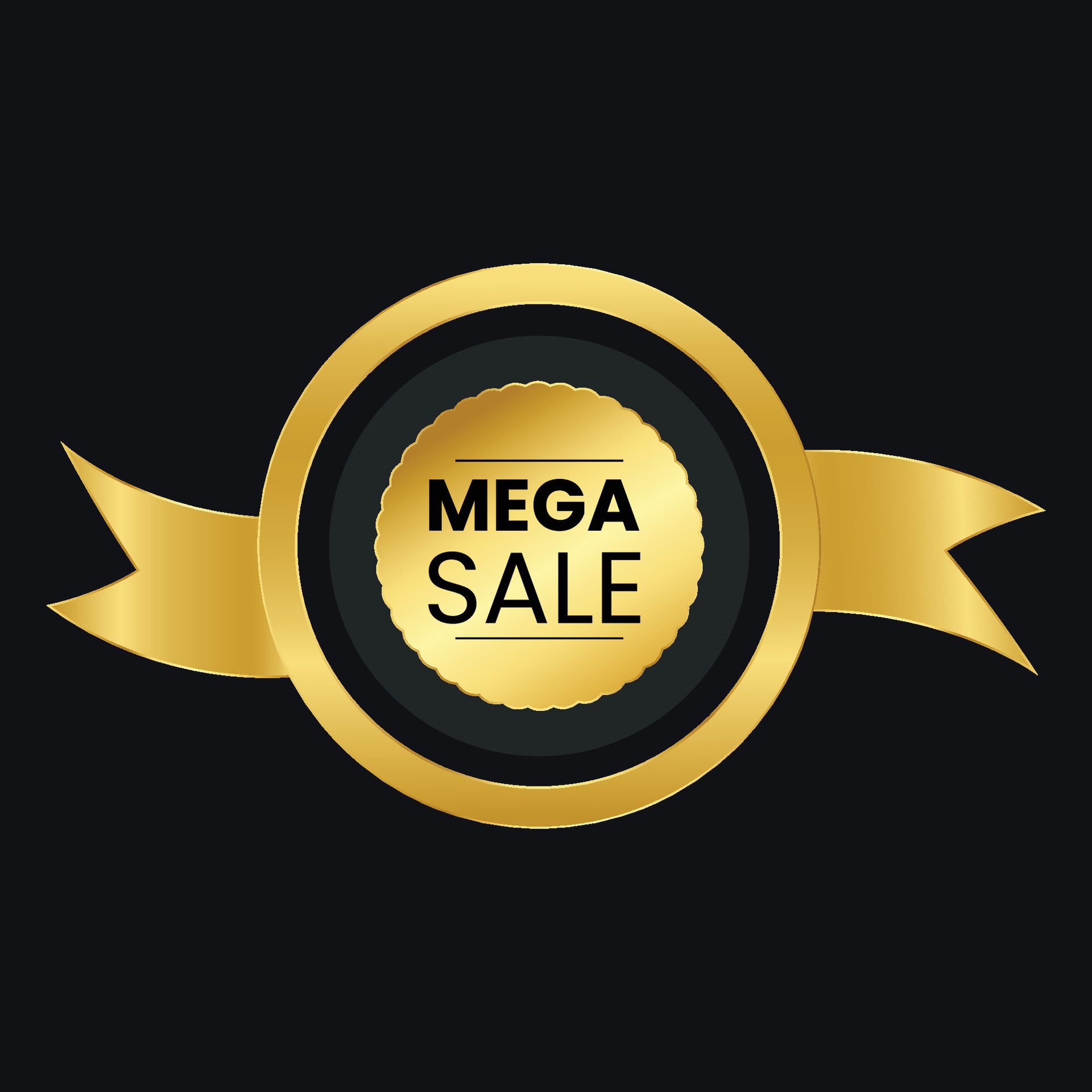 vector mega sale banner in golden style Free Vector