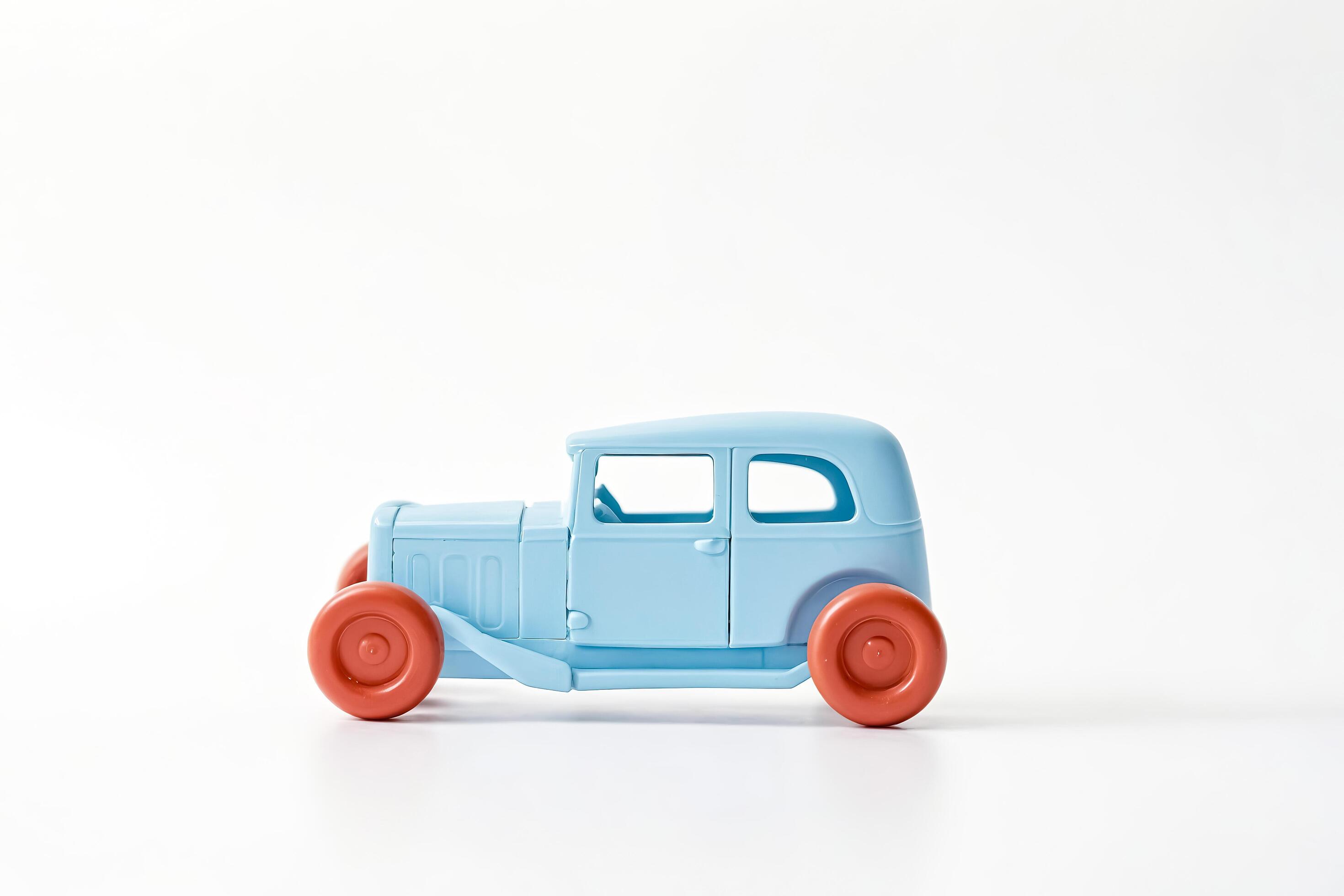 Vintage Blue Toy Car on White Background Stock Free