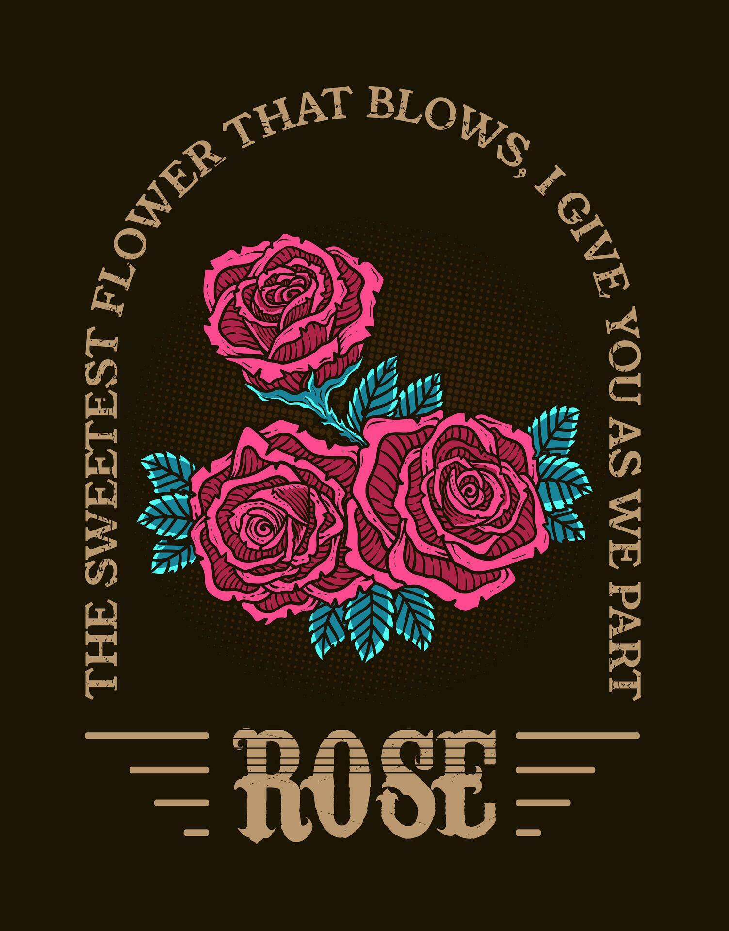 Illustration vintage rose flower with quotes Stock Free