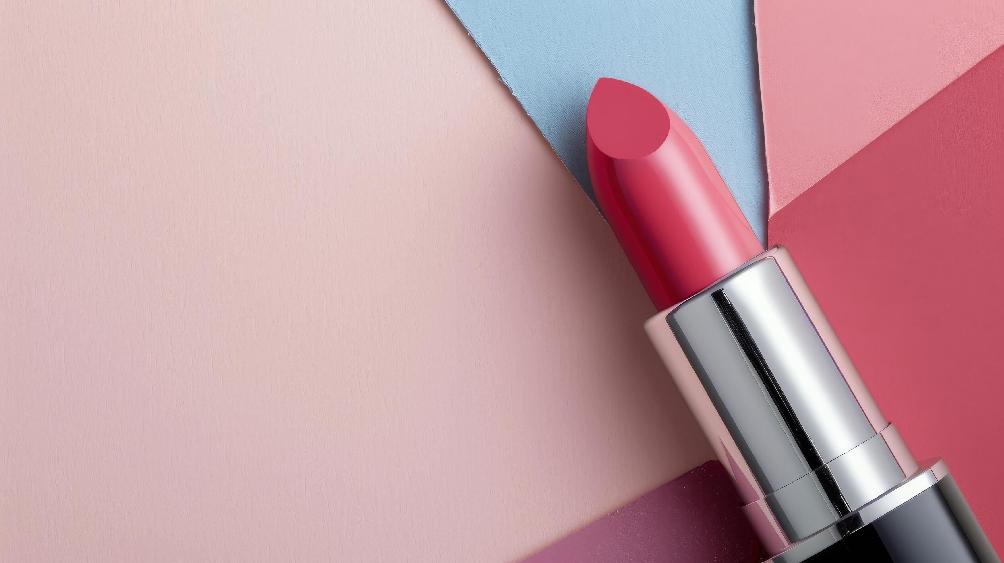 Pink Lipstick on Geometric Background Stock Free