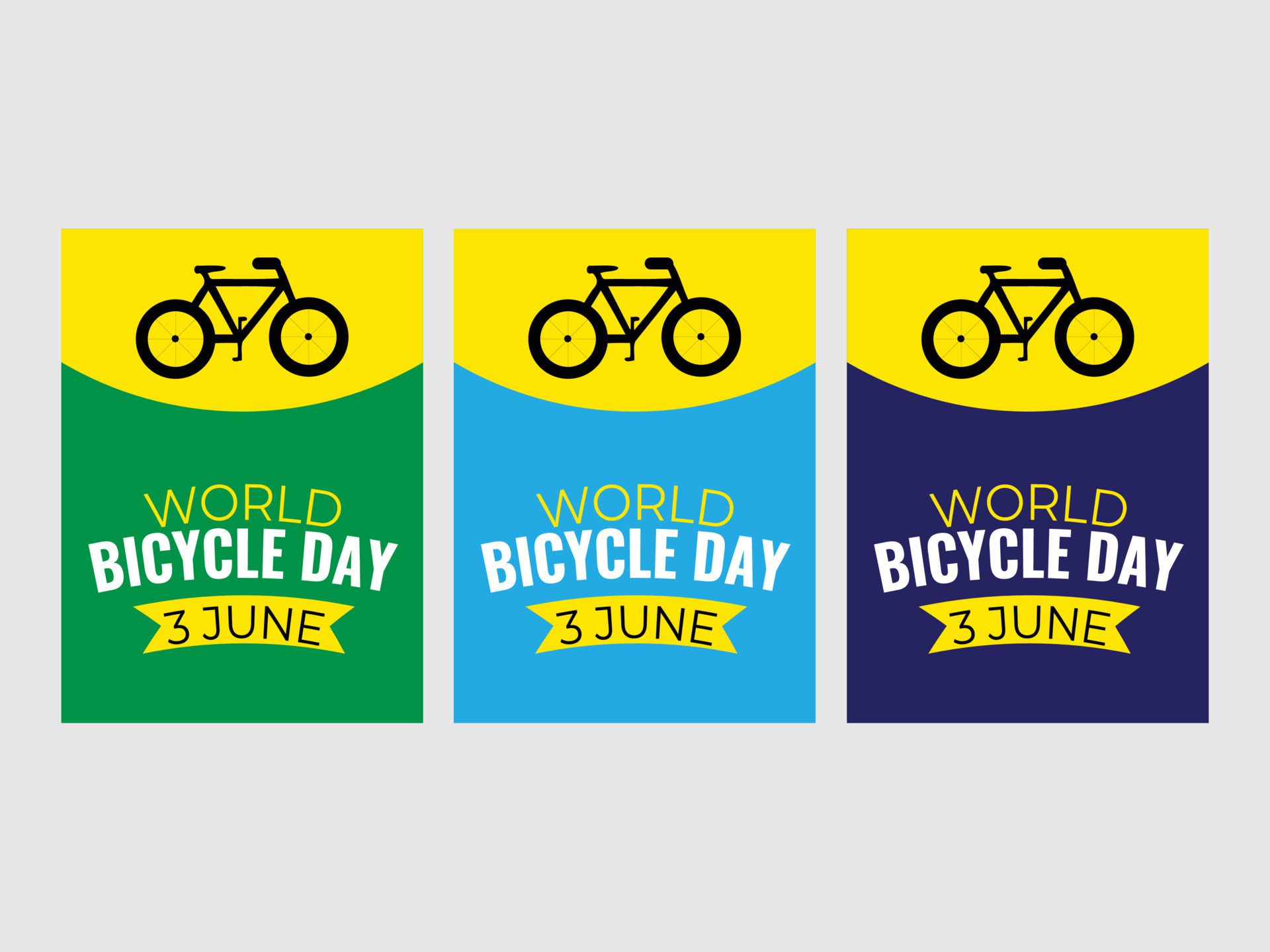 World Bicycle Day. June 3. Template, banner, card, poster Free Vector