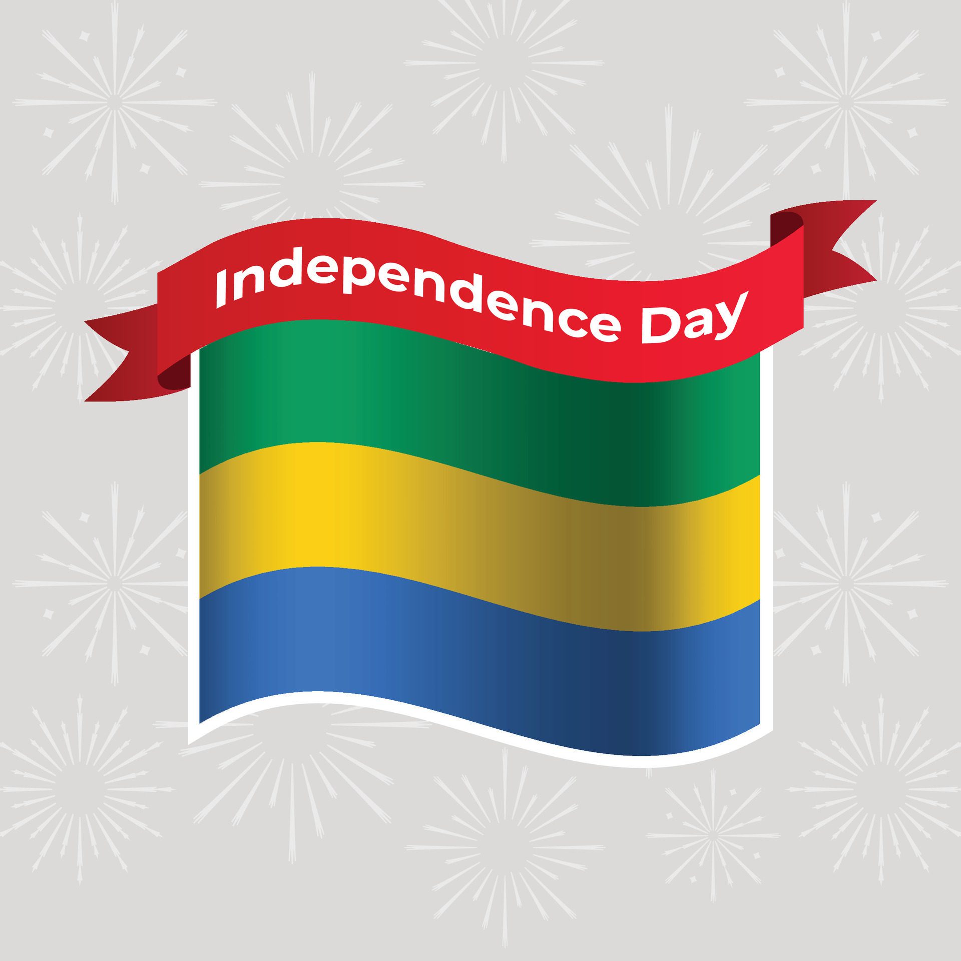 Gabon Wavy Flag Independence Day Banner Background Free Vector