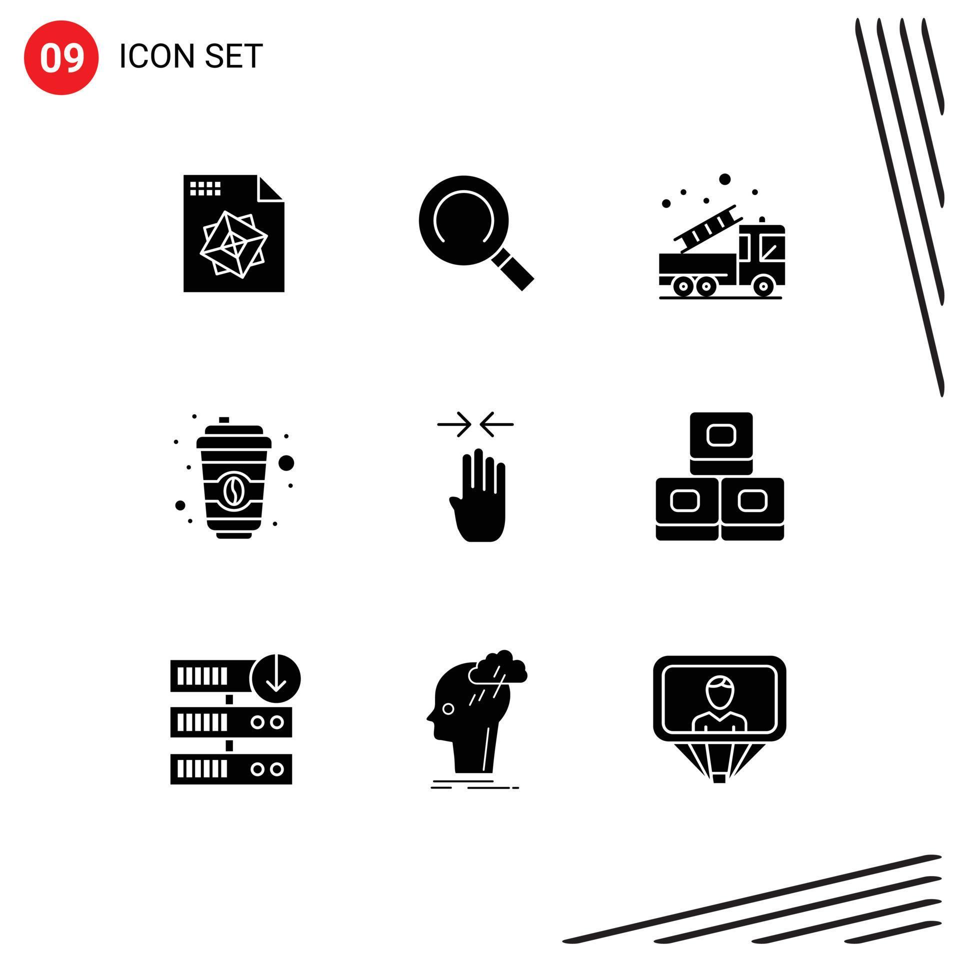 User Interface Pack of 9 Basic Solid Glyphs of pinch four finger fire arrow cup Editable Vector Design Elements Stock Free