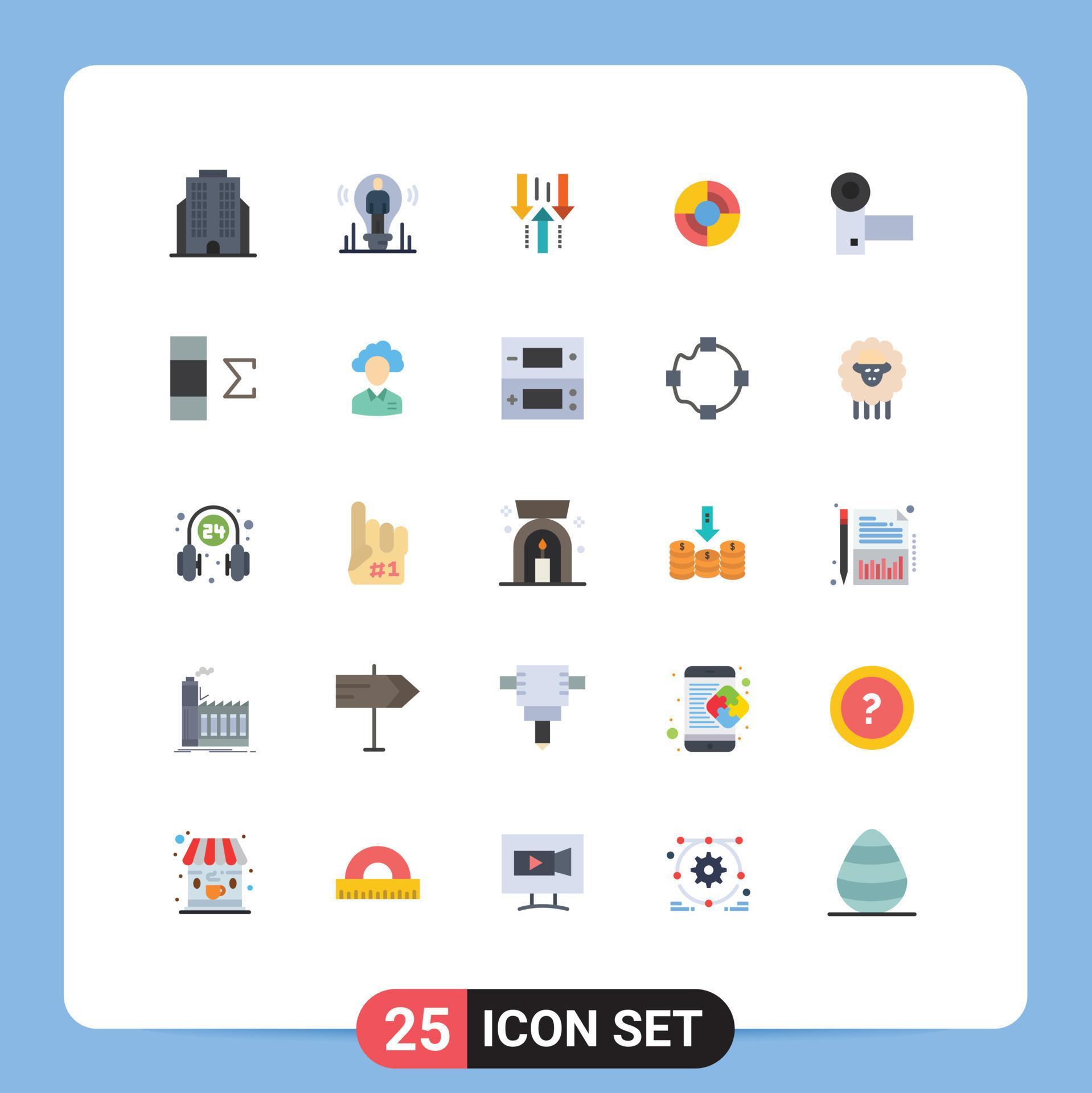 Group of 25 Flat Colors Signs and Symbols for camcorder location arrow gps download Editable Vector Design Elements Stock Free and Free SVG