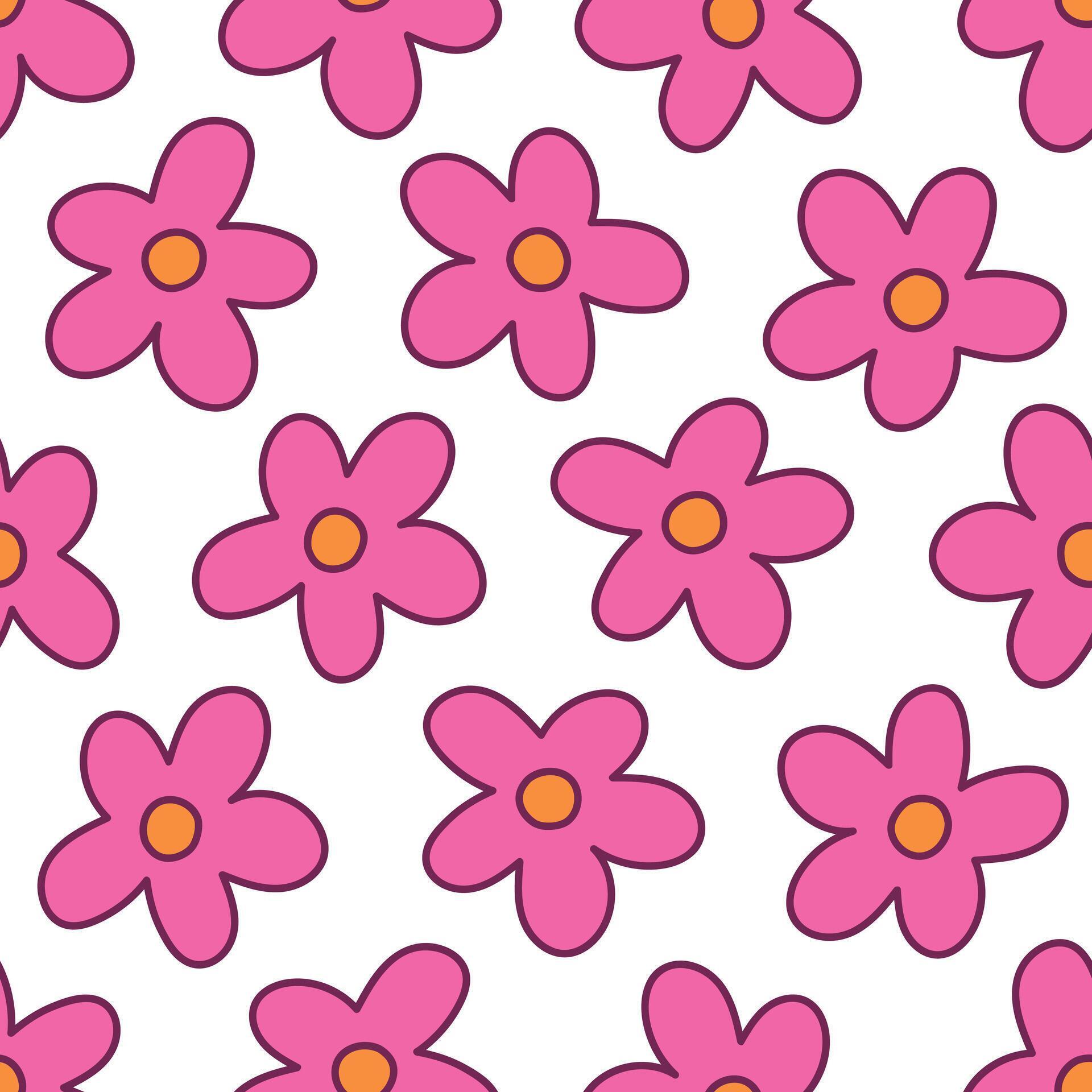 Pink Flowers Pattern Daisy Seamless Pattern Pink Floral Background Stock Free