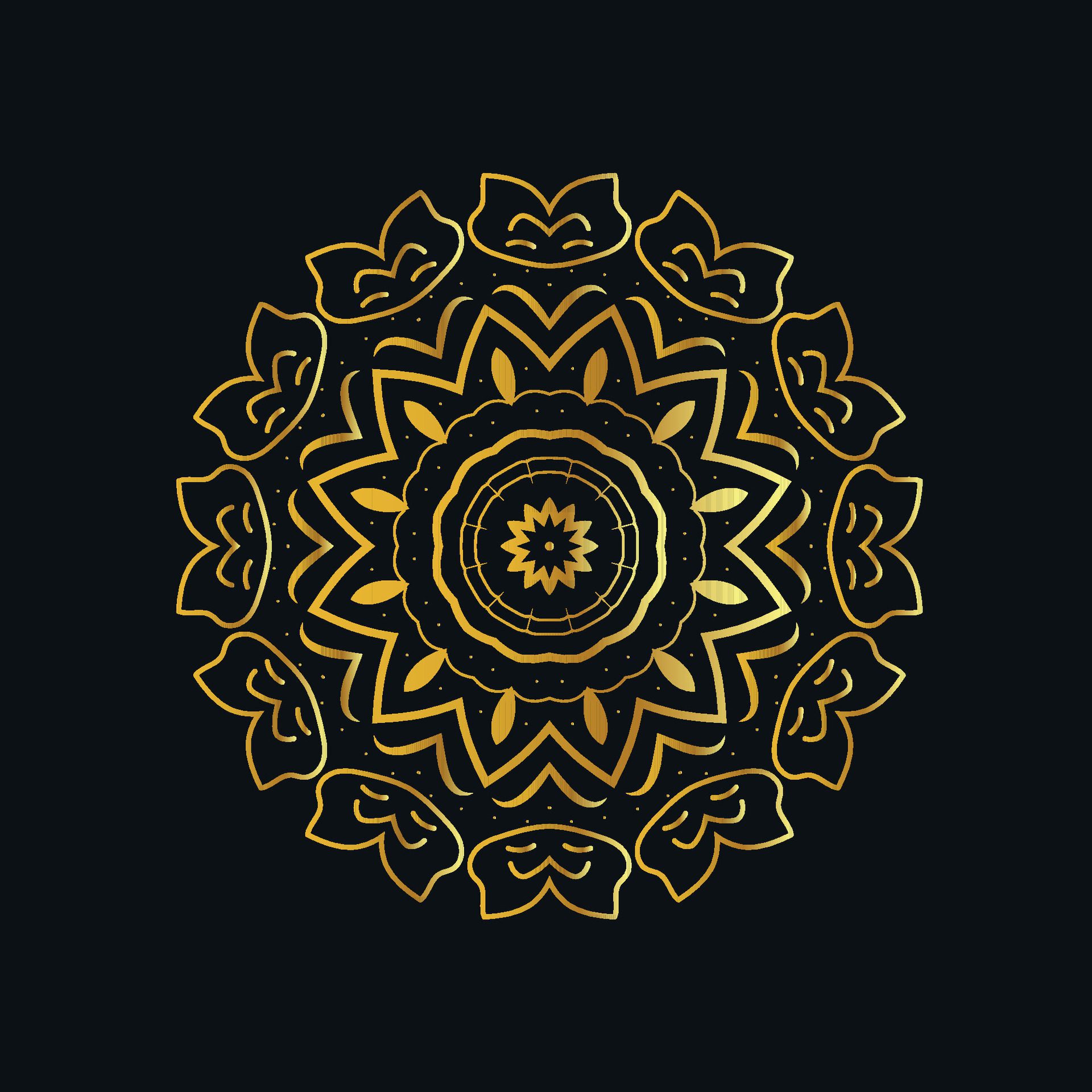 Set of gold mandalas with floral ornament pattern Free Vector