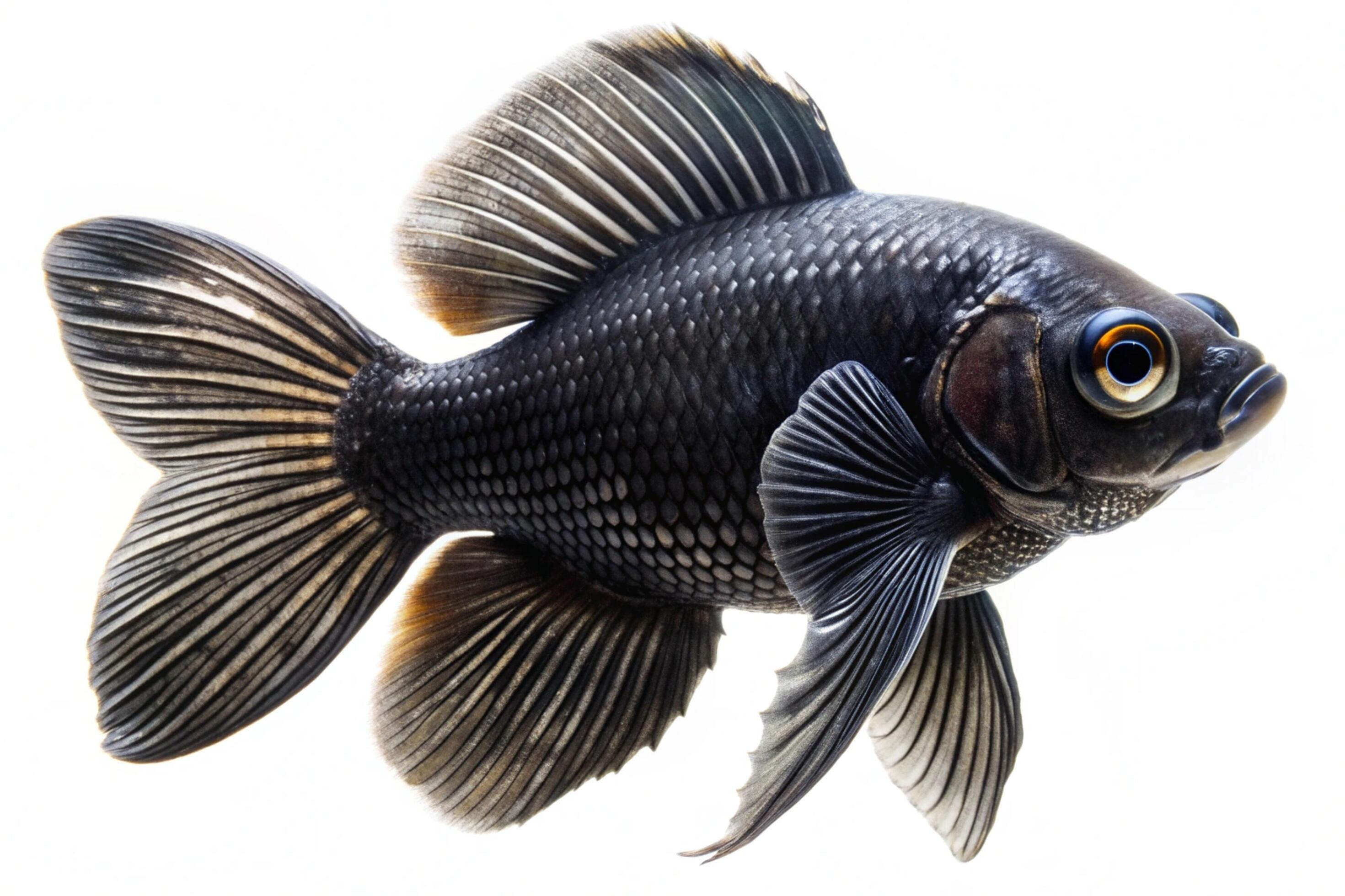 
									Black ornamental fish isolated on white background Stock Free