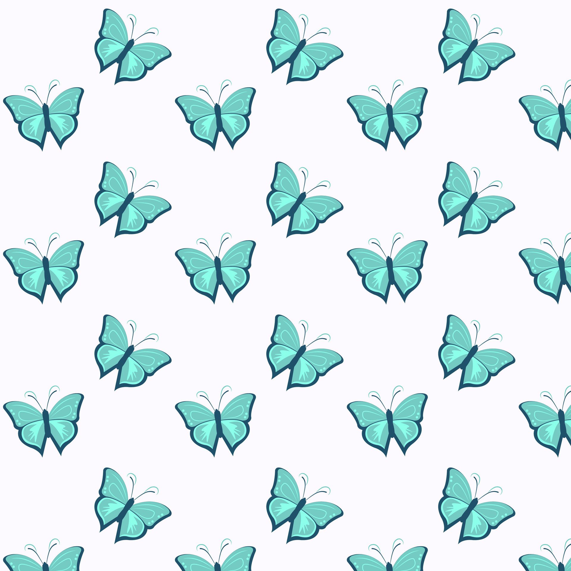 Seamless colorful pattern. Background with green butterflies Free Vector