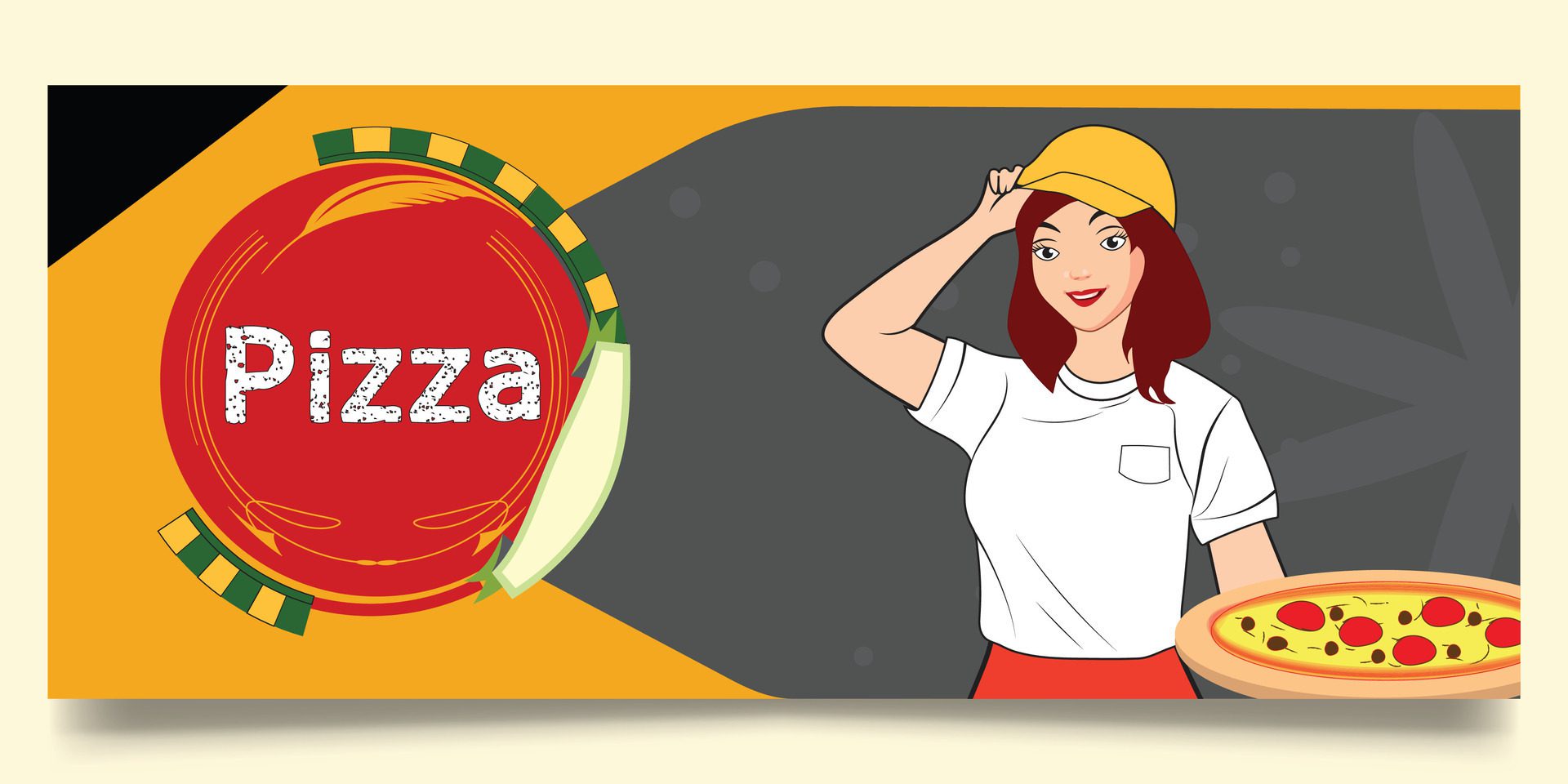 Pizza banner design for restaurant Free Vector