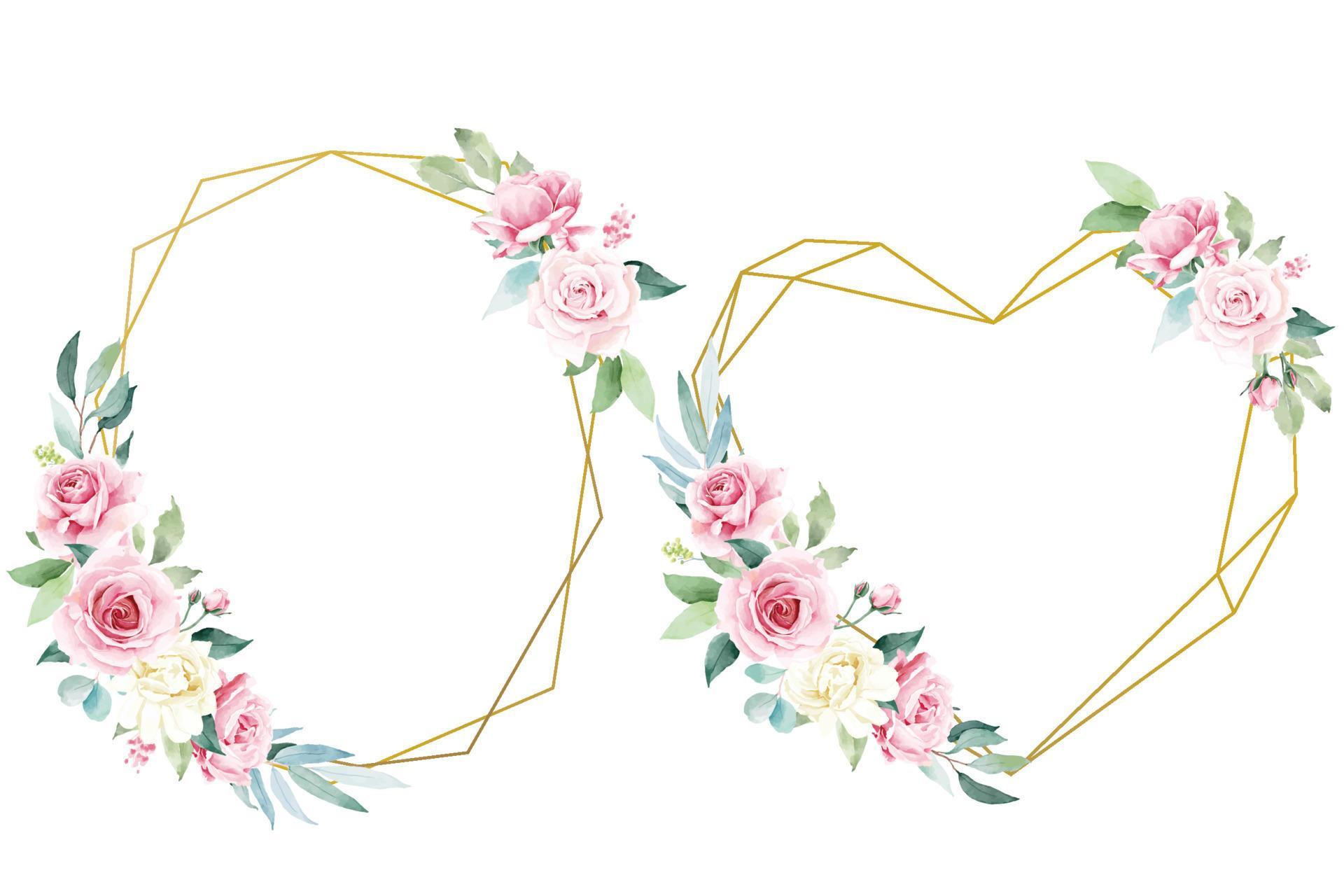 Watercolor rose flower frames collection Stock Free and Free SVG