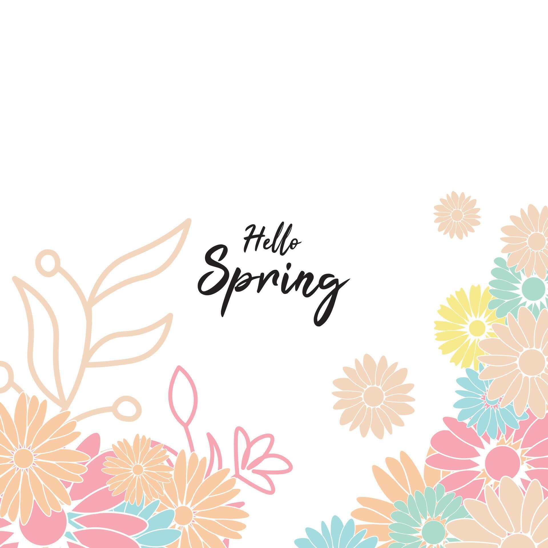 Spring abstract vector backgrounds with flowers,Art illustration for card, banner, invitation, social media post, poster, advertising. Stock Free