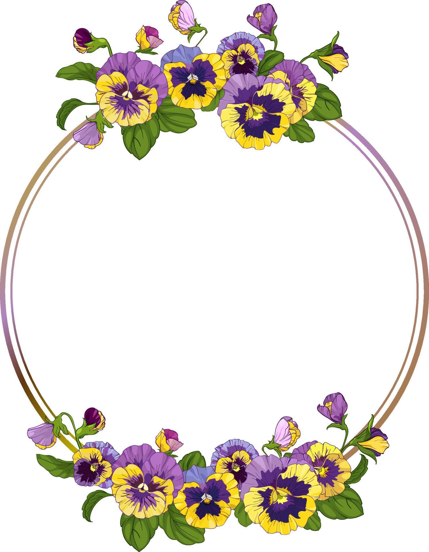 round frame with pansy flowers, wreath for background, texture, pattern, frame or border Stock Free and Free SVG