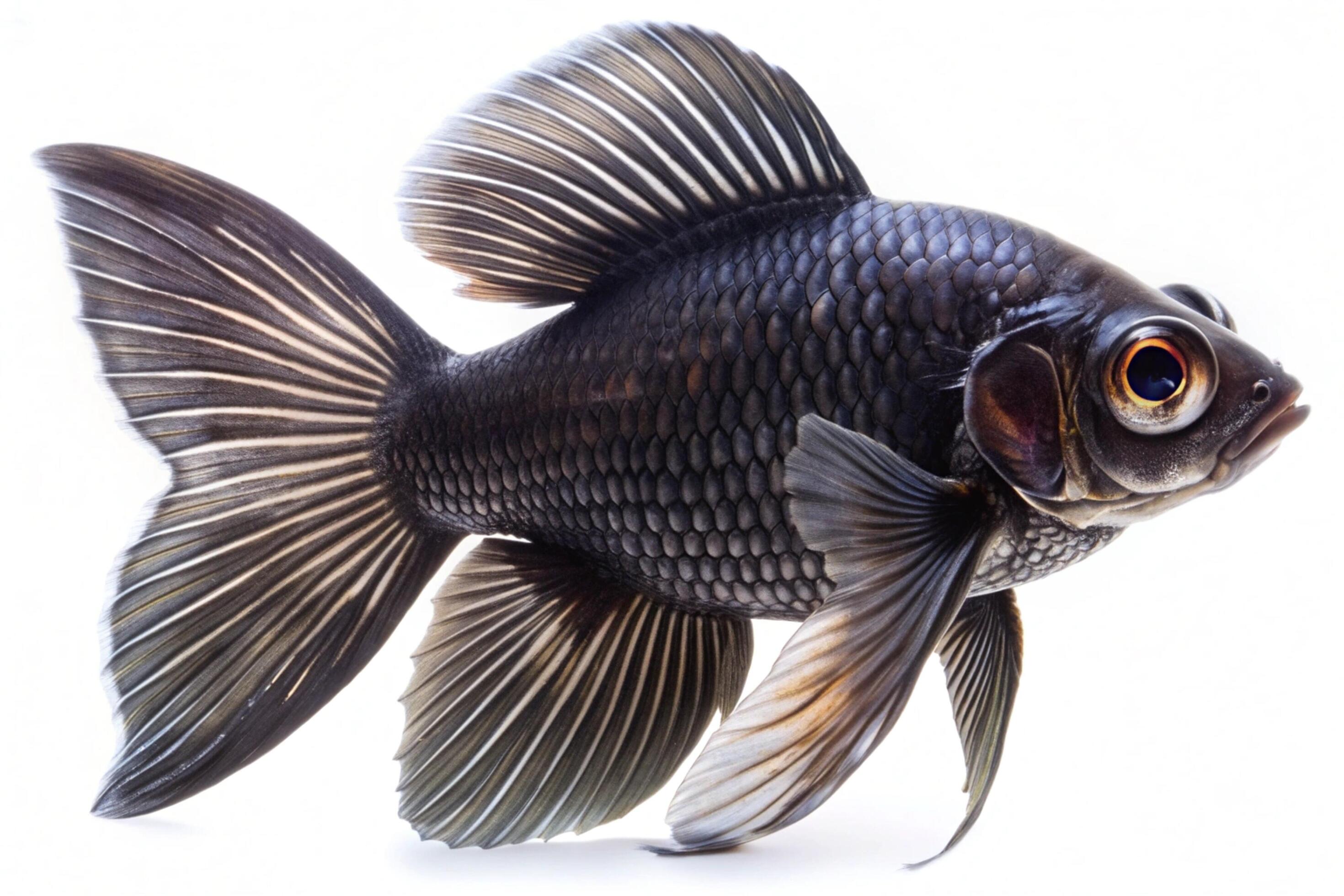 Black ornamental fish isolated on white background Stock Free