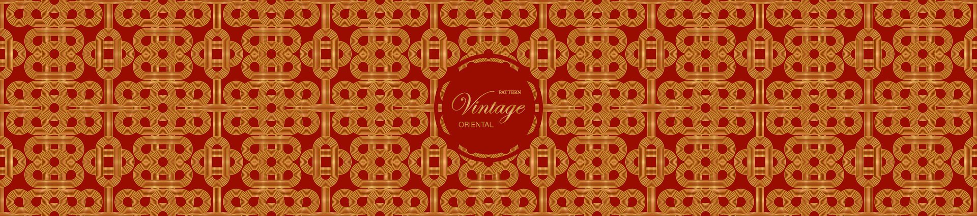 Vintage asia gold red pattern Chinese, Abstract pattern Japanese and Korean. Free Vector