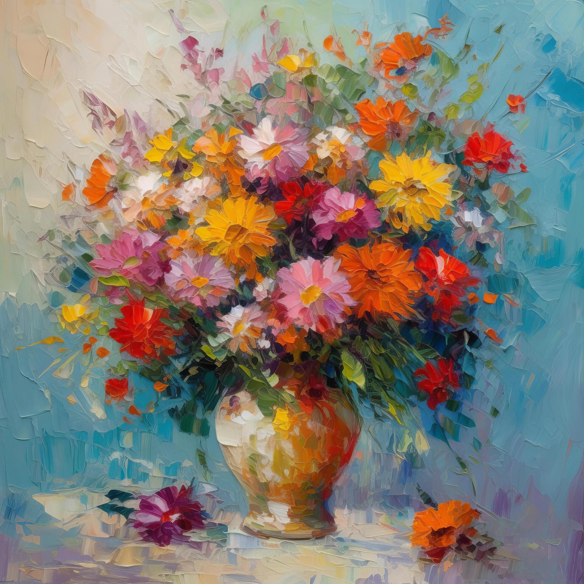 Impressionist painting flower bouquet. Illustration Stock Free