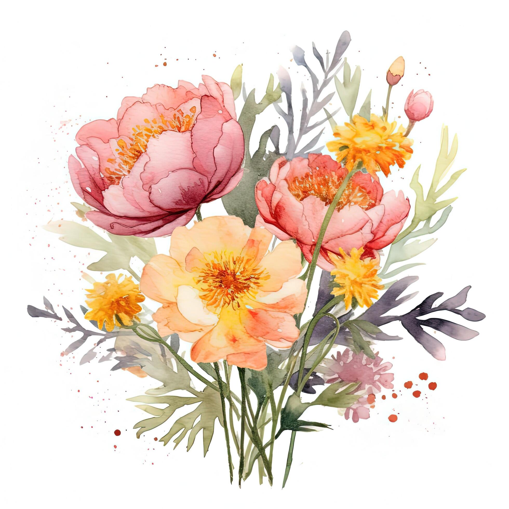 Watercolor flower bouquet. Illustration Stock Free