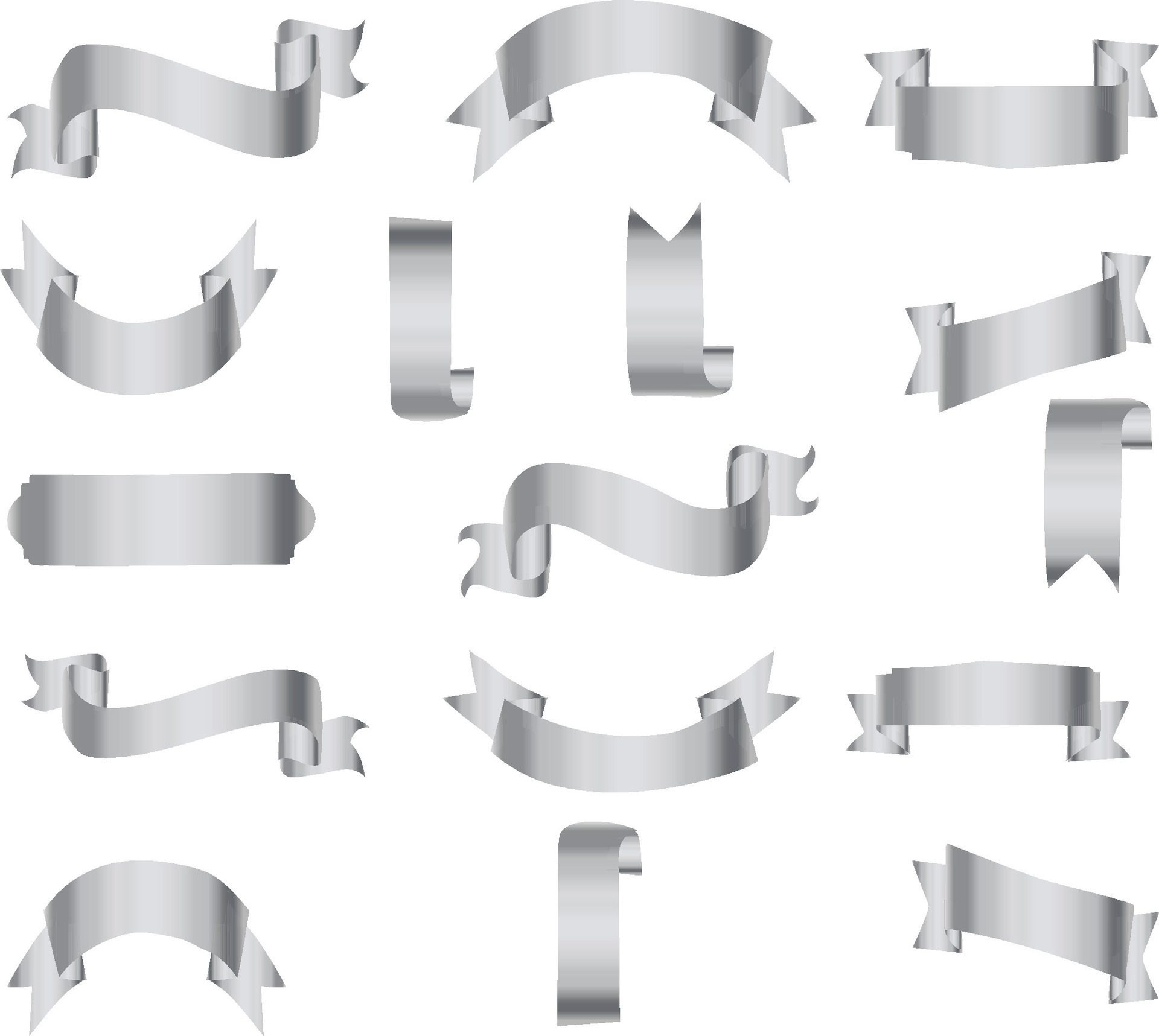 silver ribbon band element banner background Free Vector