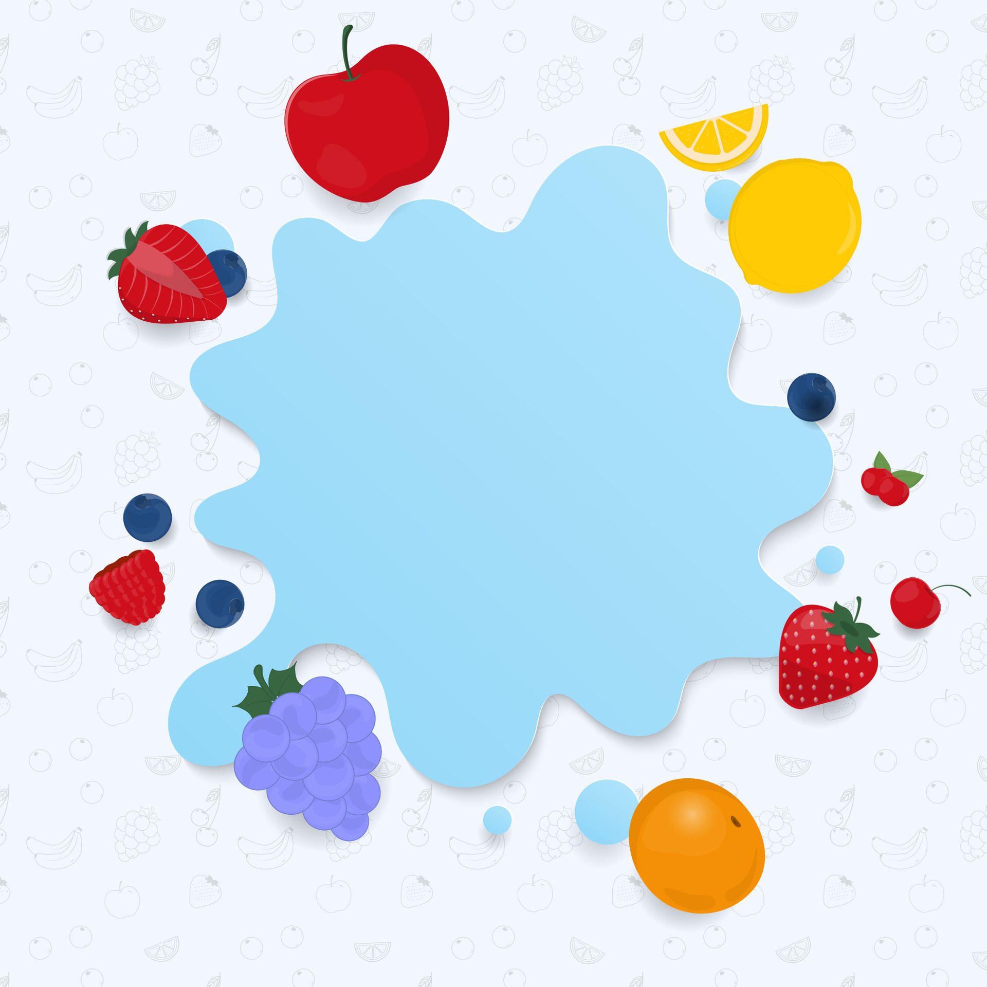 Fruit banner with water splash Free Vector