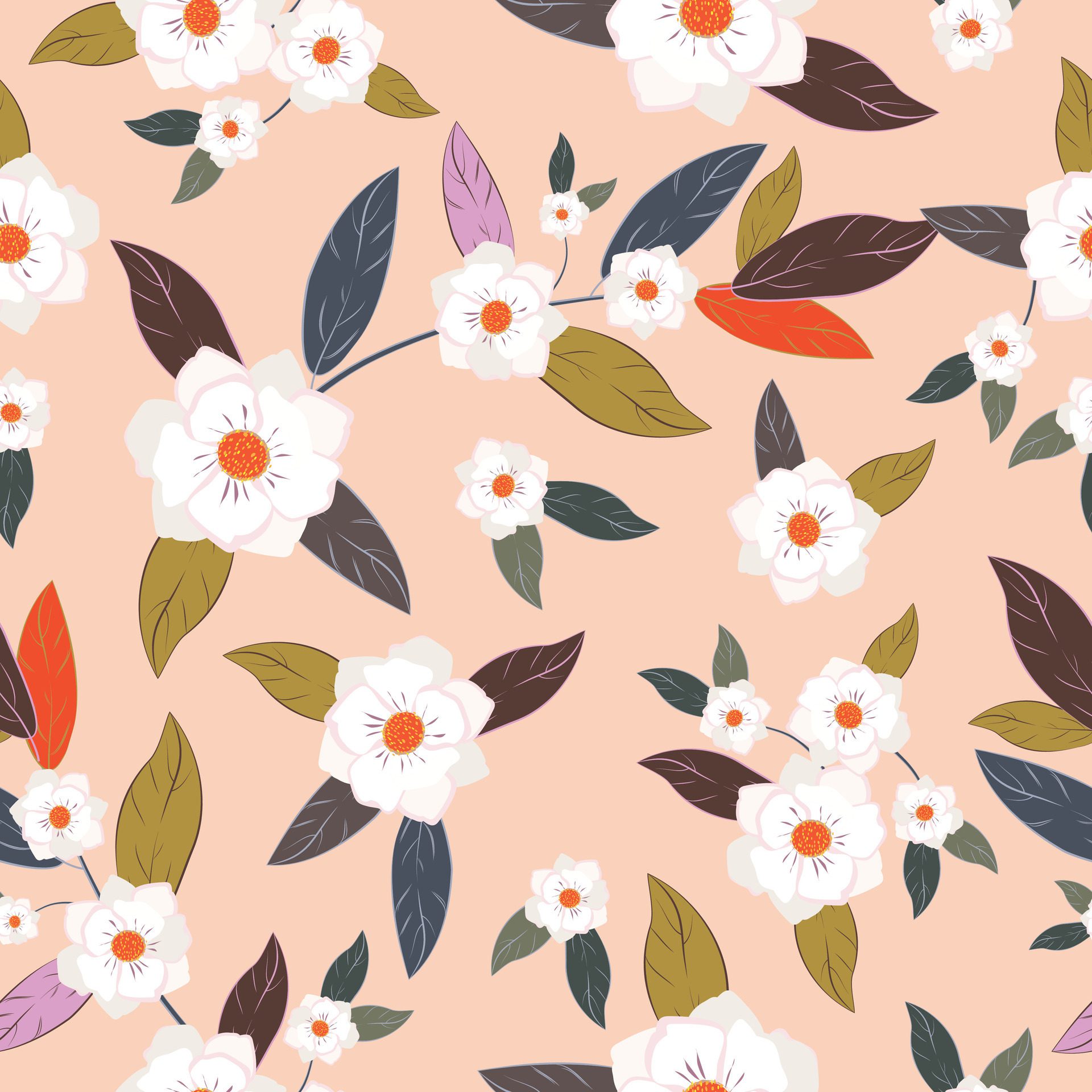 Cute hand drawn vintage floral pattern seamless background Free Vector