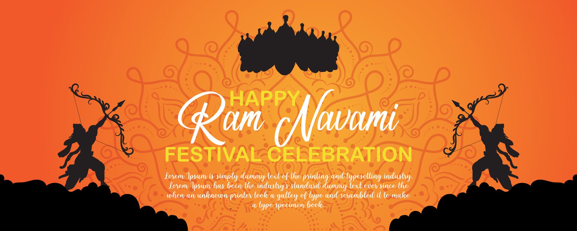 Happy Ram Navami cultural Banner Hindu festival vertical post wishes celebration card Ram Navami celebration background Free Vector