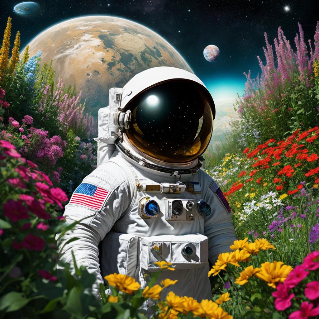 Astronauta en jardín de by @ai_generated