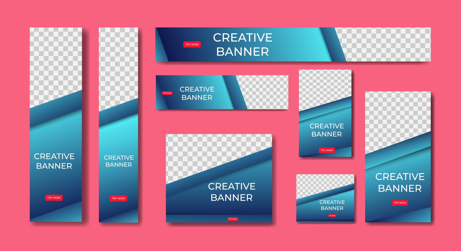 Set Of Ad Banner Template Design Free Vector