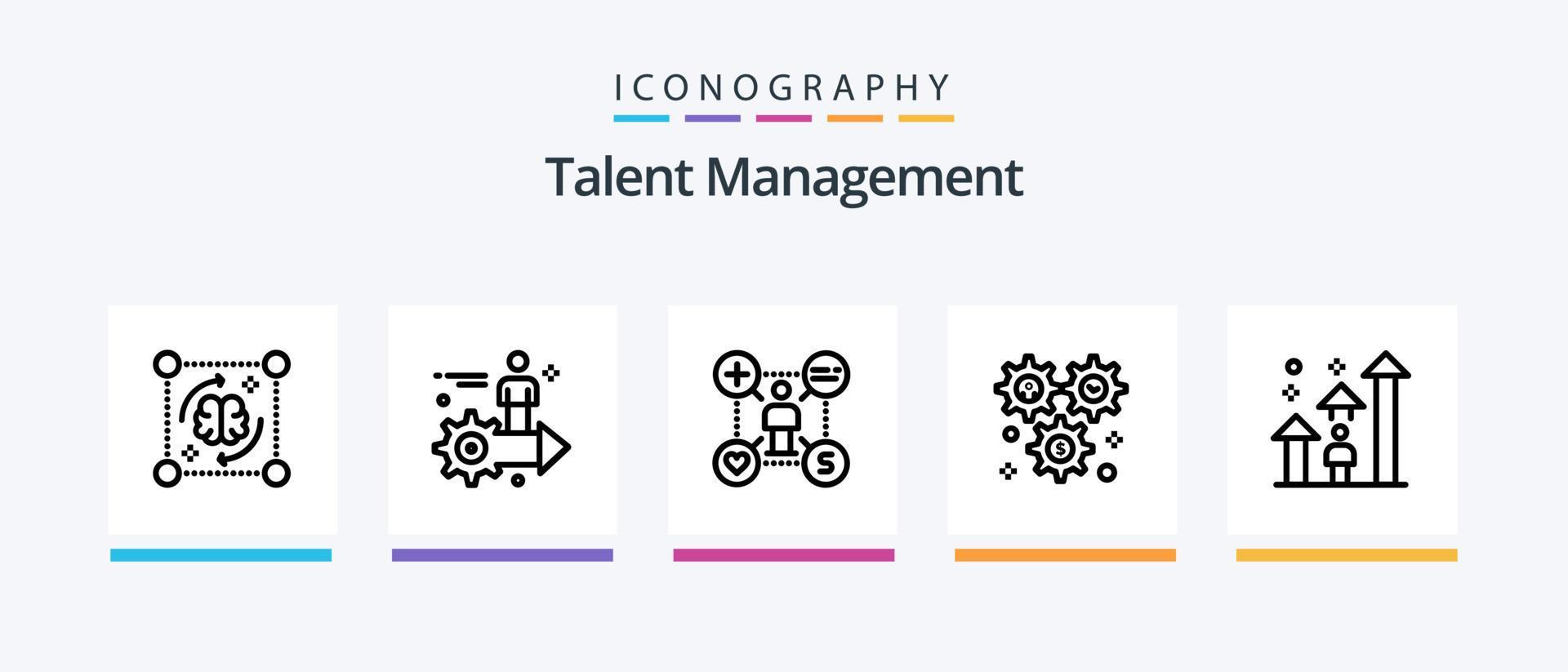 Talent Management Line 5 Icon Pack Including cog. setting. wheel. career. arrow. Creative Icons Design Stock Free