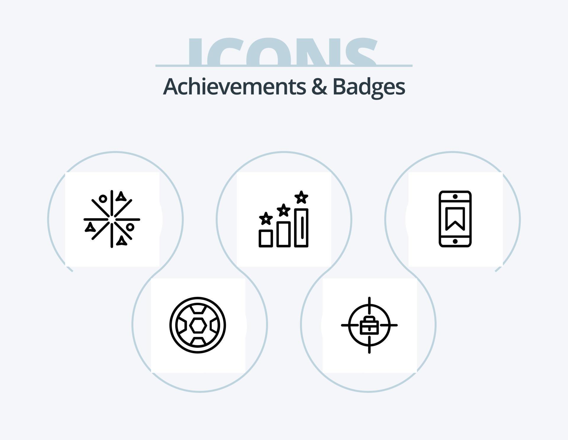 Achievements and Badges Line Icon Pack 5 Icon Design. prize. target. bookmark. goal. arrow Stock Free