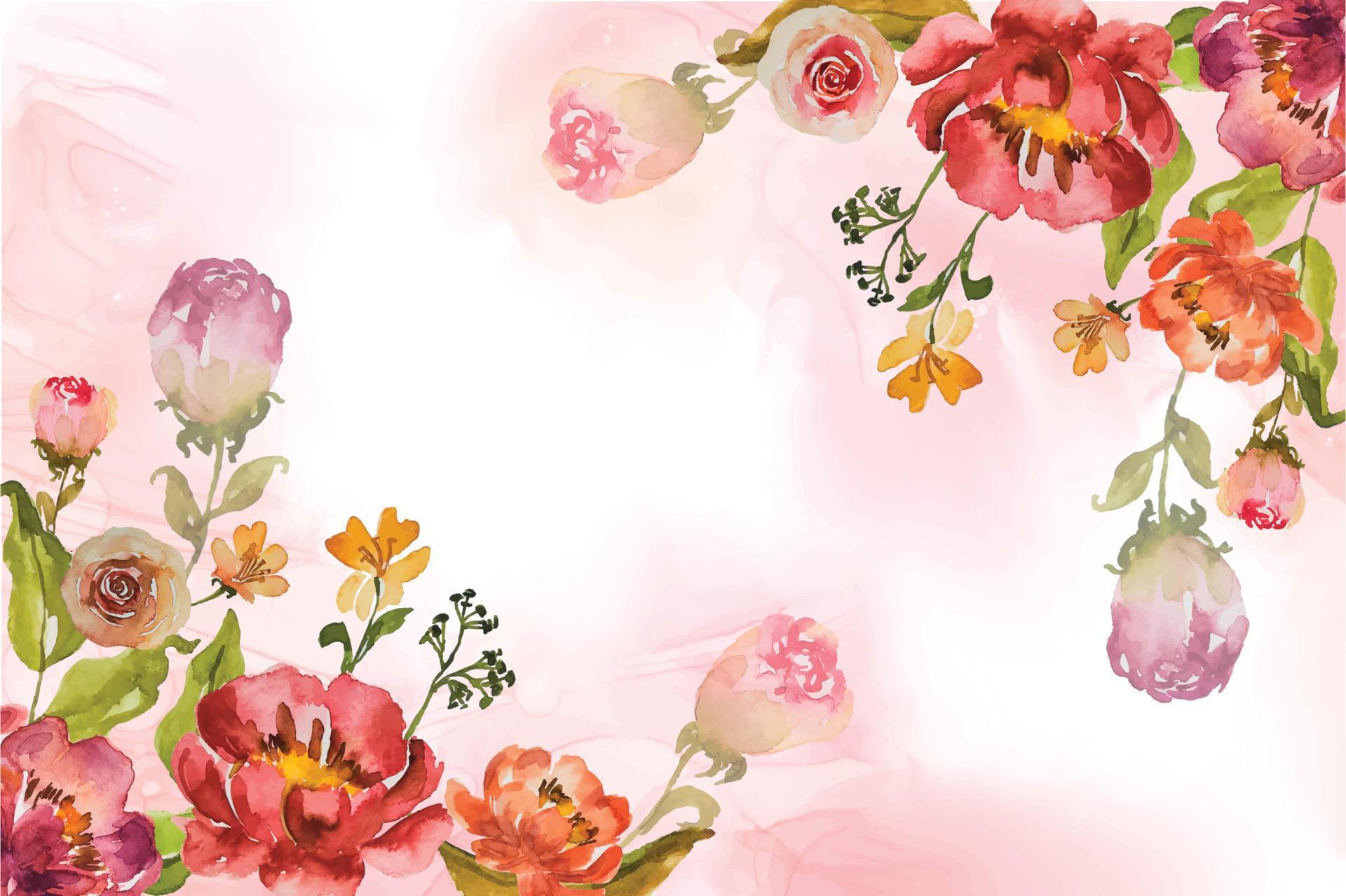 watercolor flower frame background Stock Free