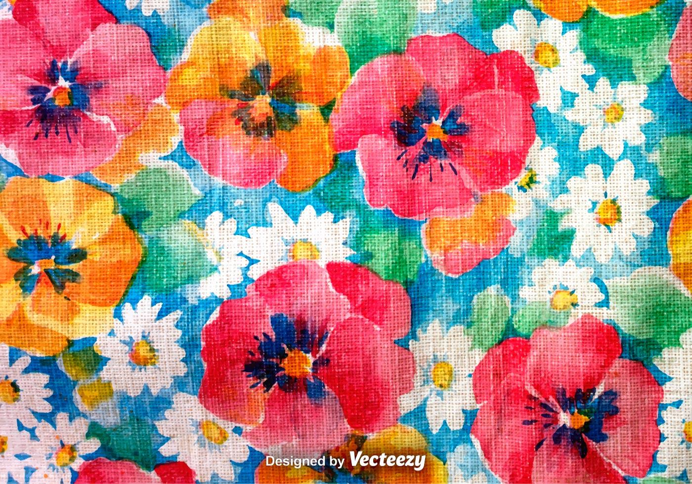 Hand Drawn Retro Colorful Flowers Background Stock Free and Free SVG