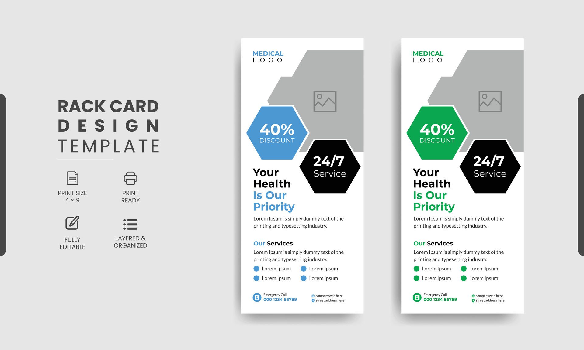 Creative Concept Medical Health Care rack card or DL Flyer or banner layout. Free Vector