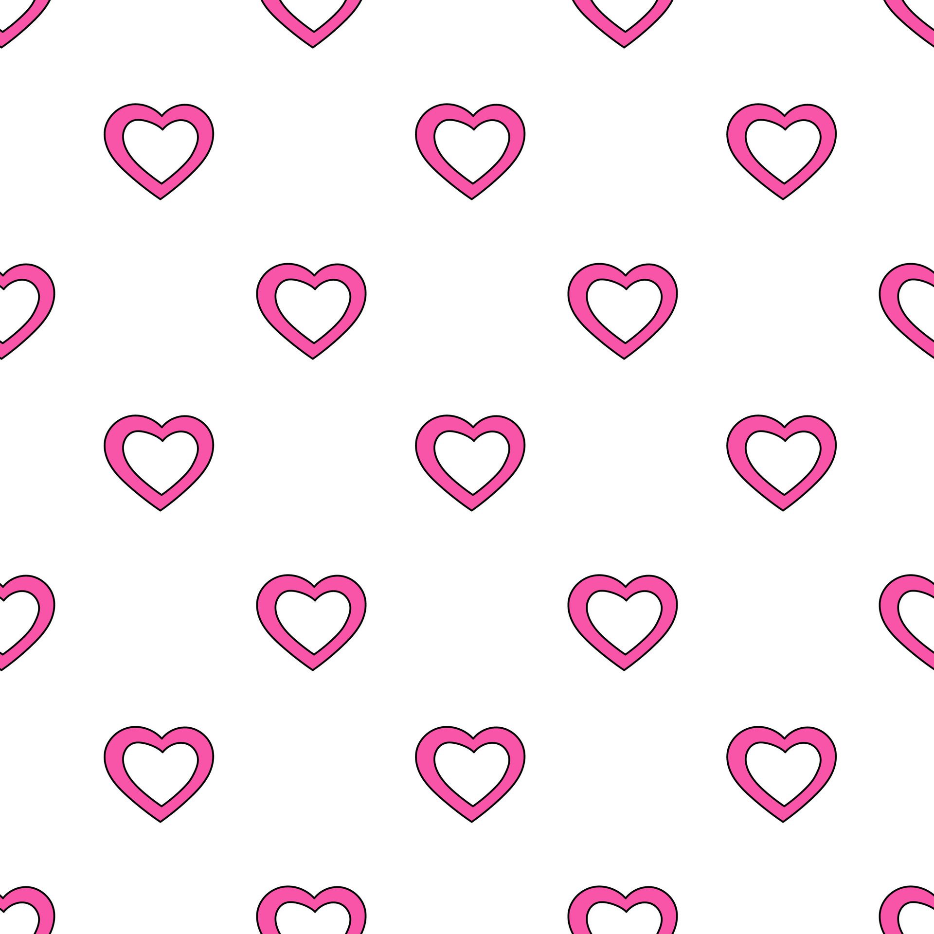 Y2k seamless pattern with abstract pink hearts. Emo 2000s style. flat background. Free Vector