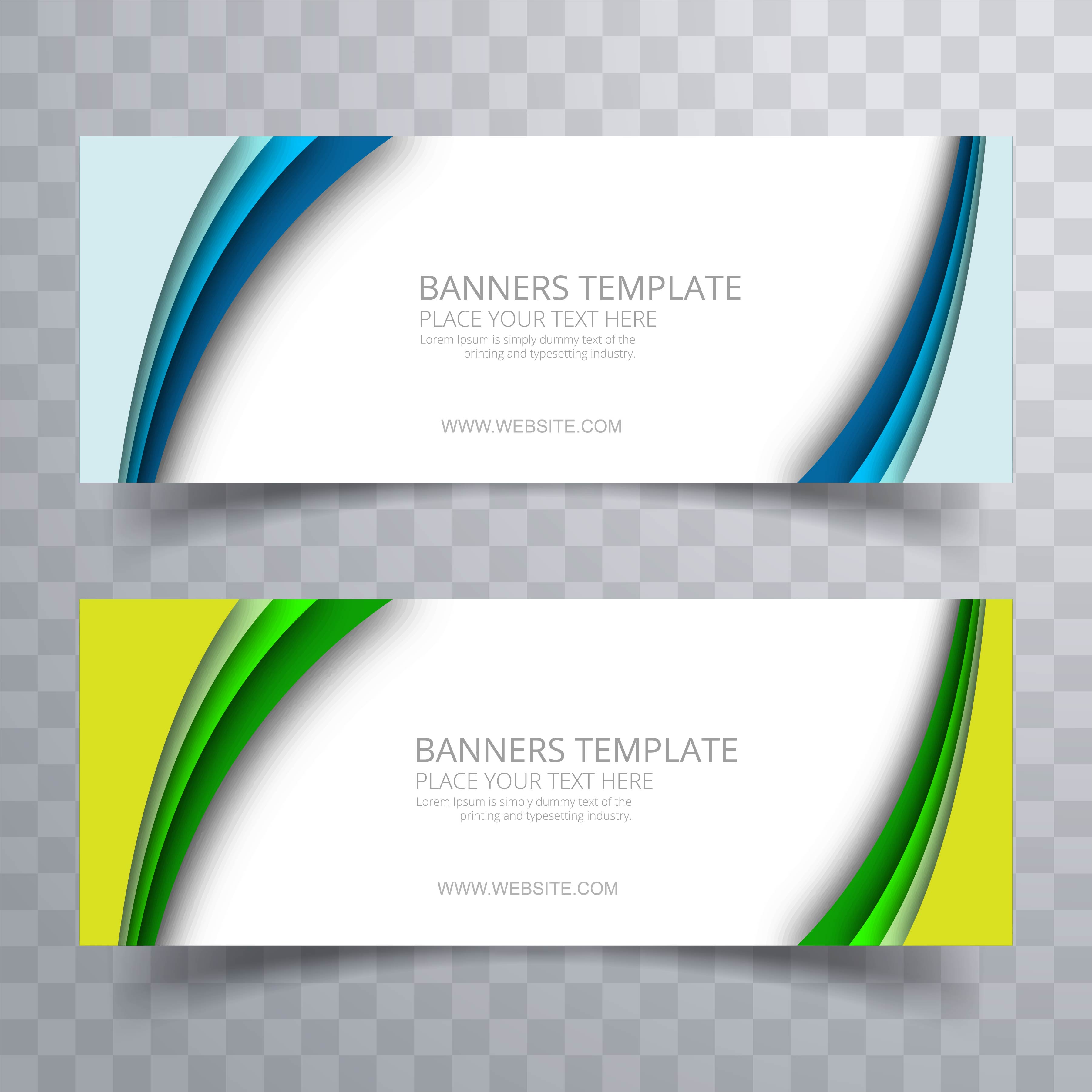 Beautiful colorful wavy banners set template vector Free Vector