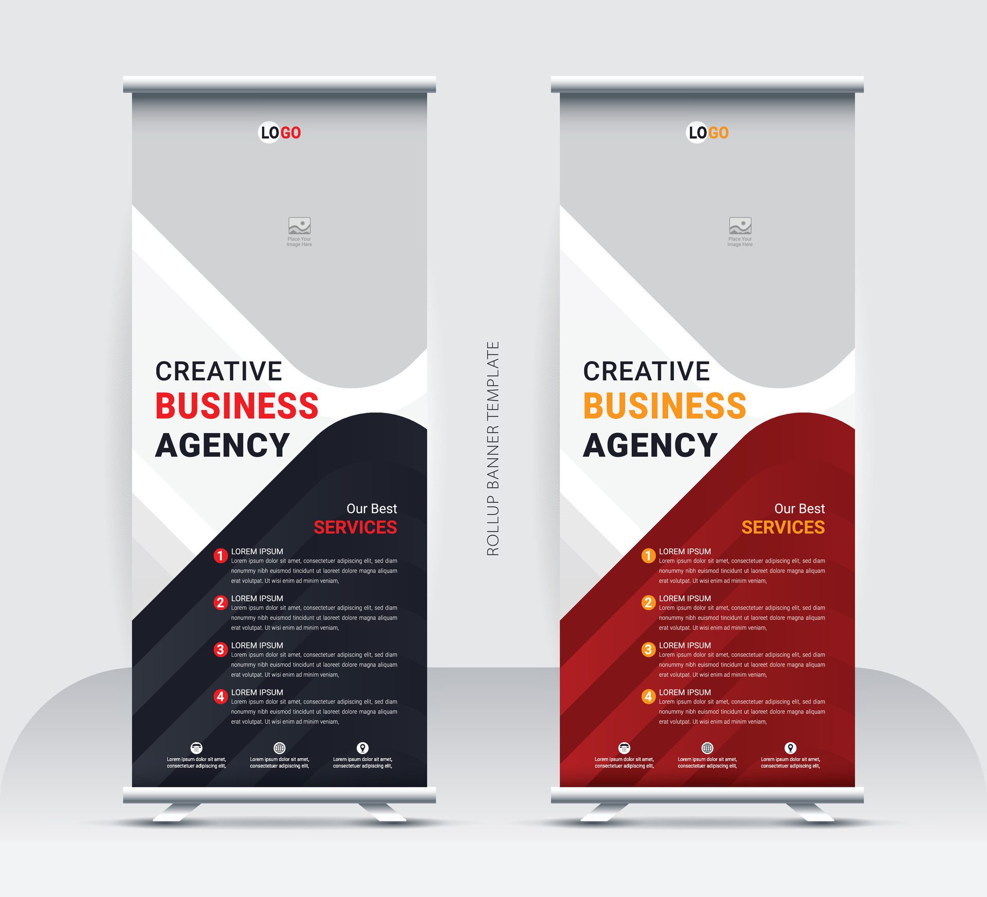 Corporate rollup banner template, advertisement, Free Vector