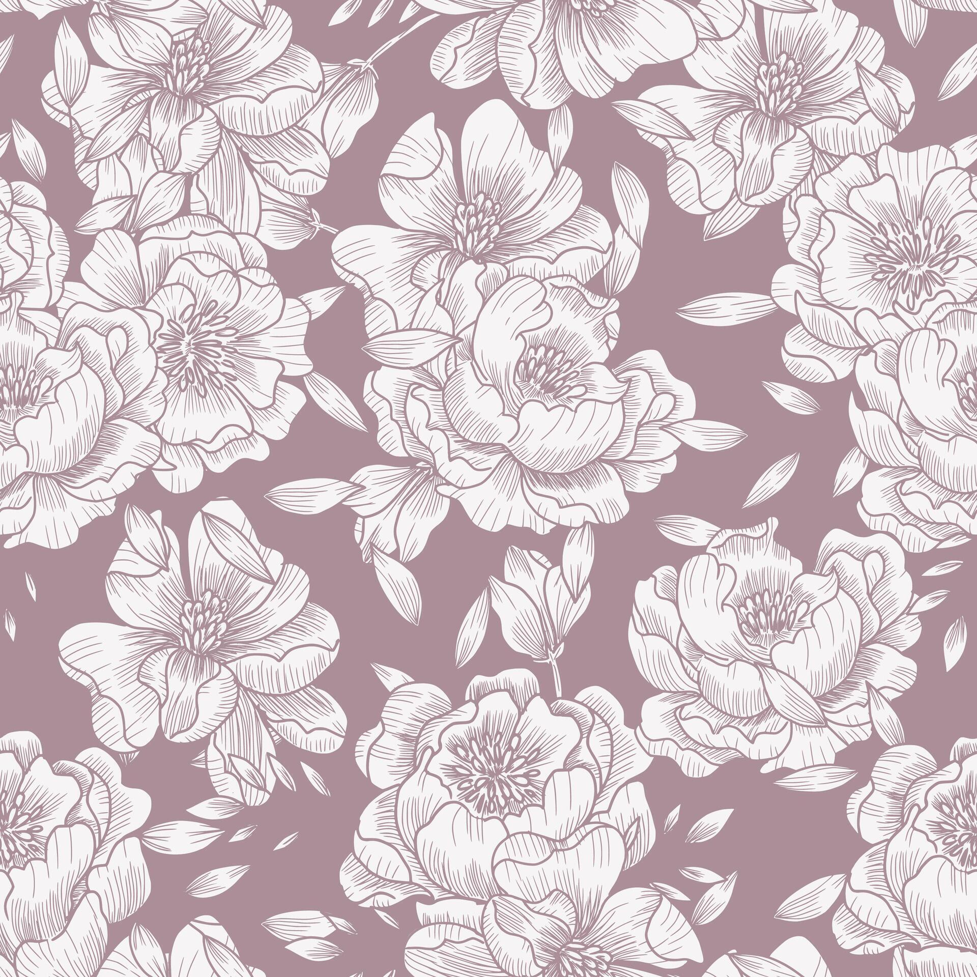 Hand Drawn Peony Flower Seamless Pattern Stock Free