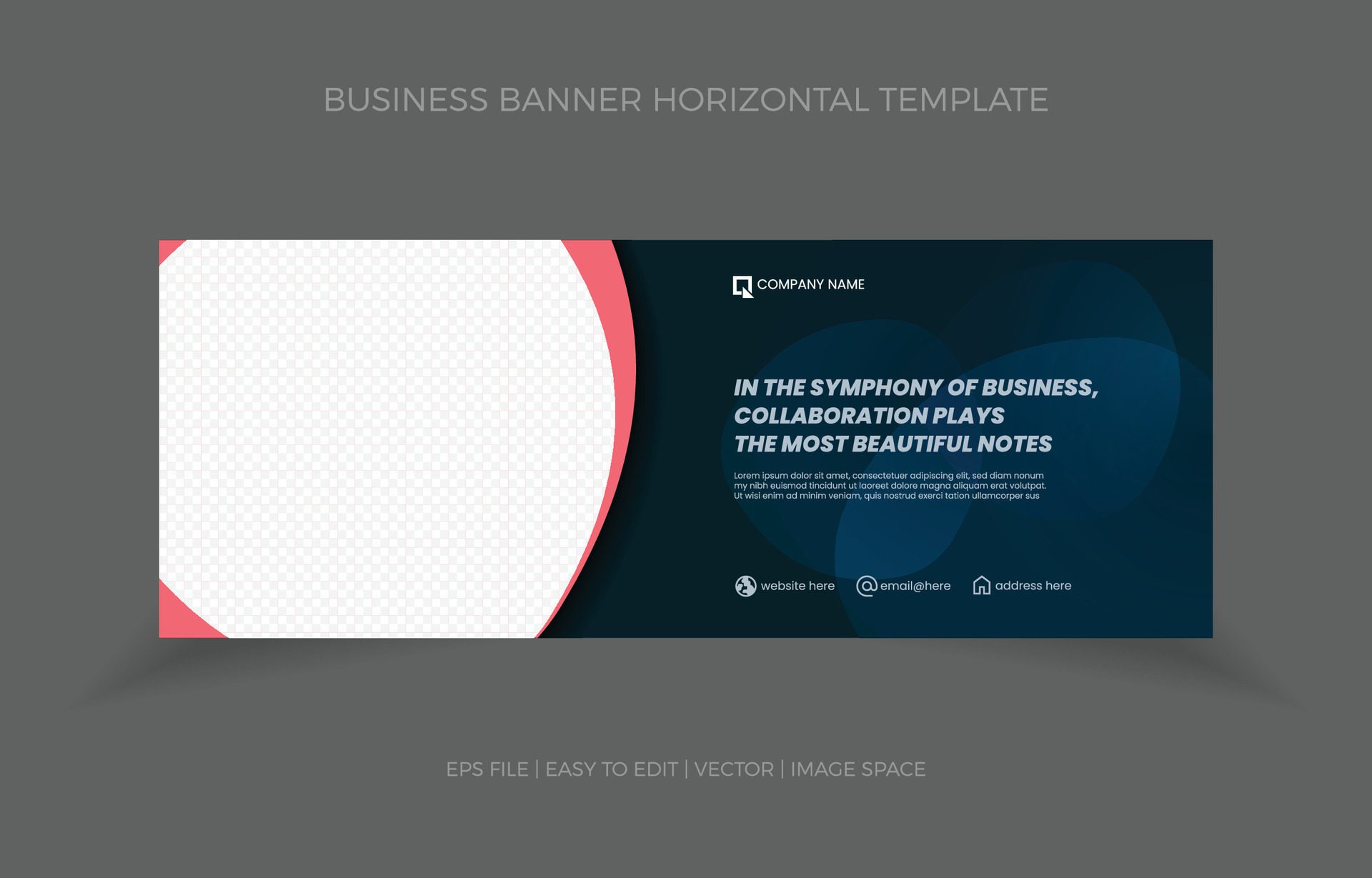 Business Horizontal Banner Template Design with Image Space Template Free Vector