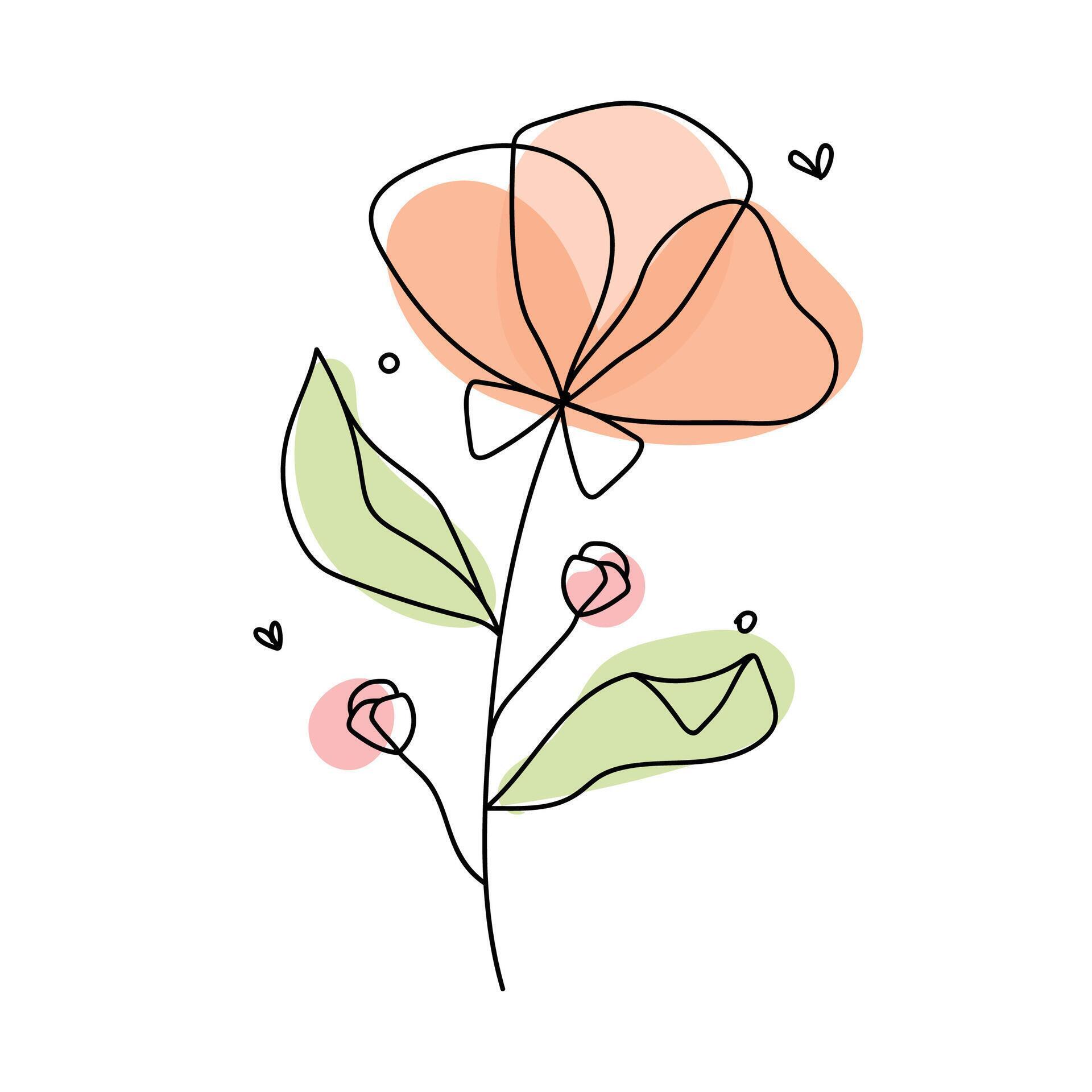 Hand drawn flat design simple flower outline Stock Free